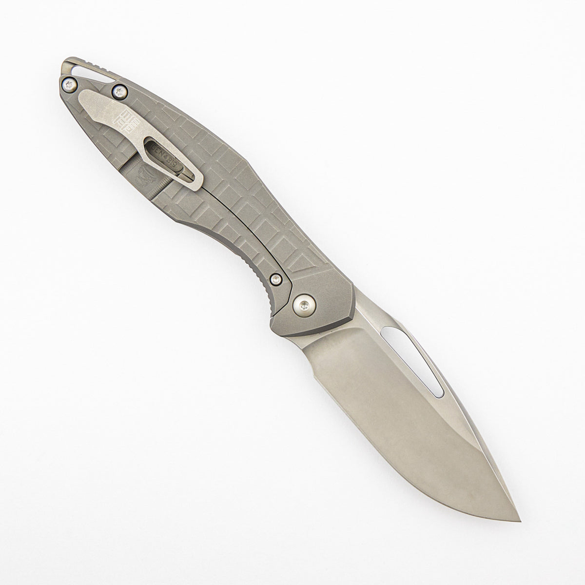 Arius - Non Flipper - Frag Pattern Titanium Handle - Burnished M390 Blade