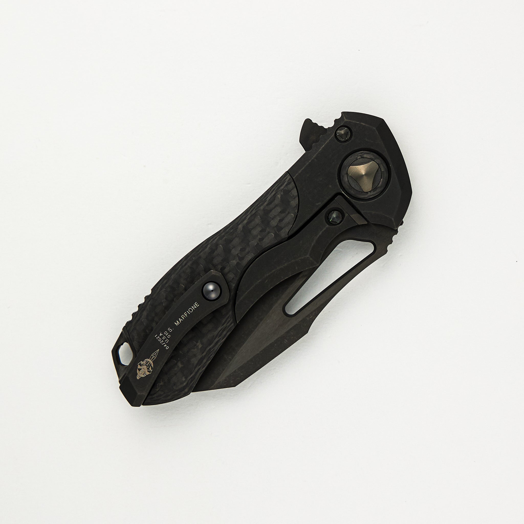 Marfione Custom Knives Protocol - Wharncliffe - CTS-204P Blade - DLC Apocalyptic Titanium and Carbon Fiber Handle - S/N 010