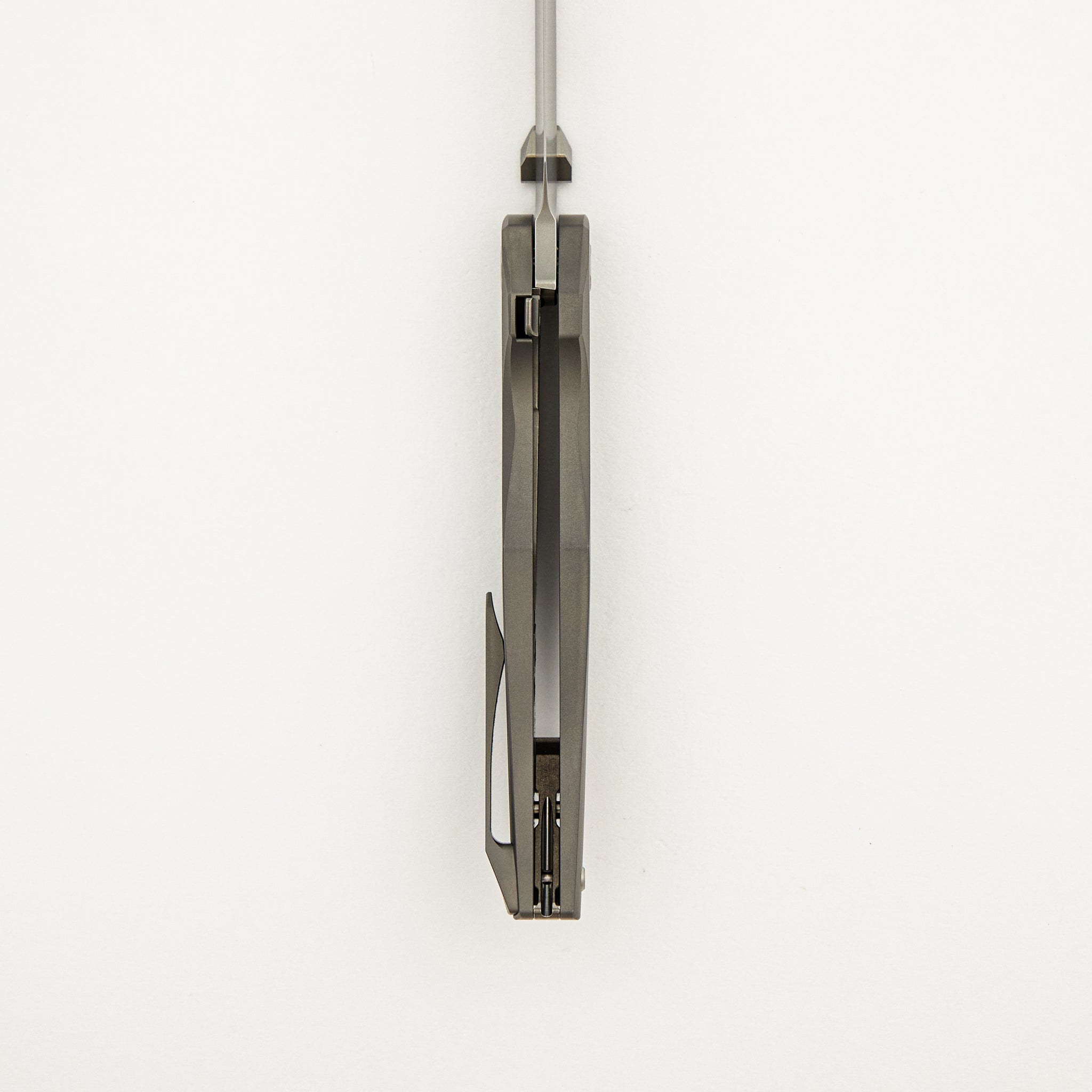 Xenon - Smooth Titanium Handle - Silver Hardware - Burnished W/ Polished Flats M390 Blade