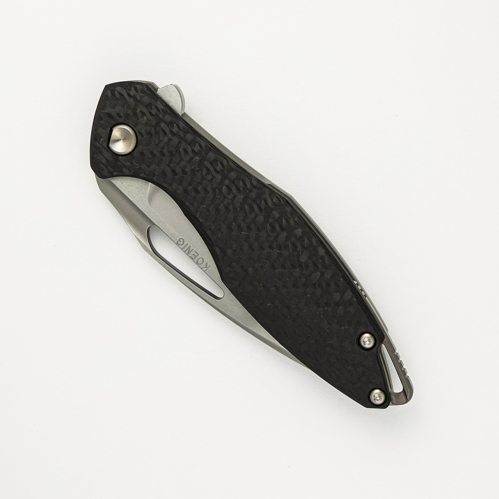 Arius - Titanium/Smooth Carbon Fiber Handle - Burnished W Polished Flats M390 Blade