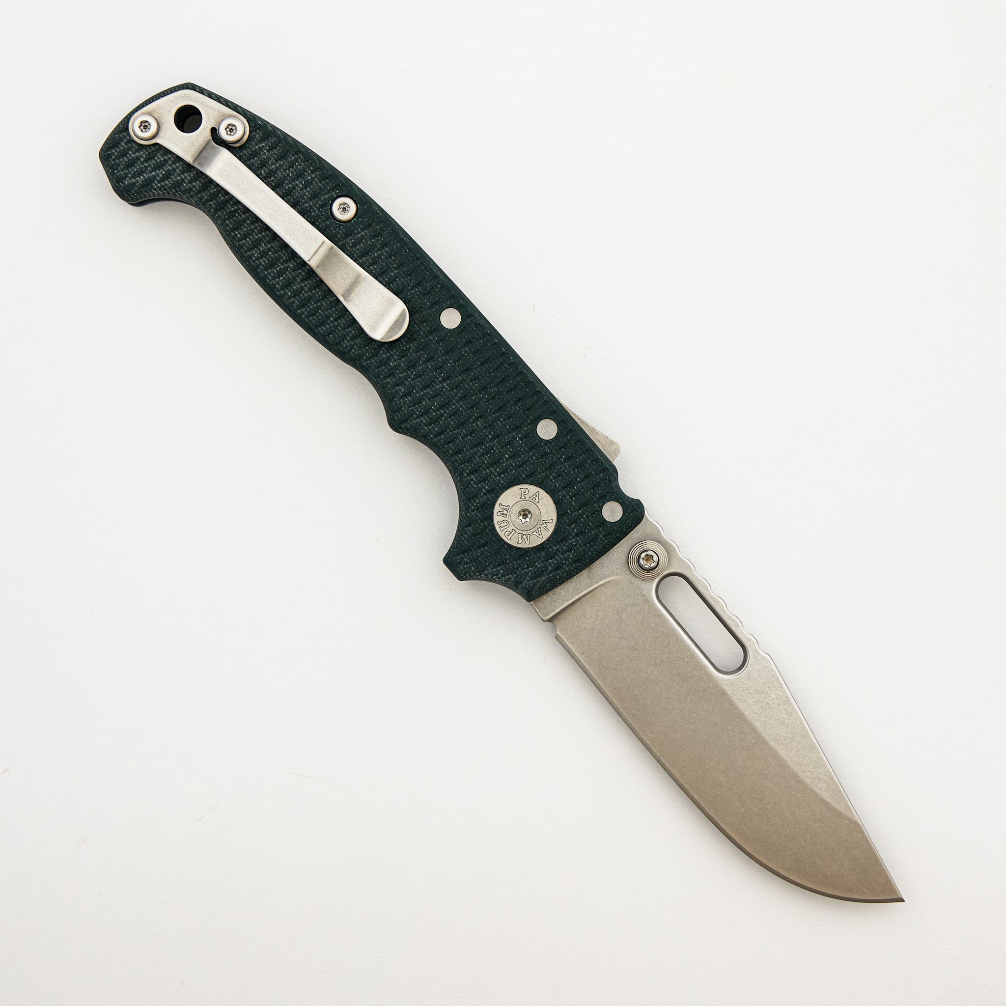 AD20S - Clip Point MagnaCut Blade - Forest Green G10 Handle