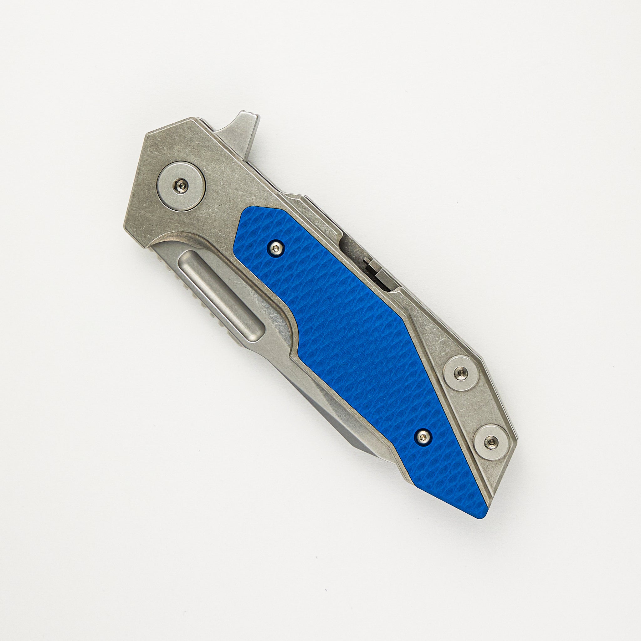 Fulltrack - Wharncliffe S45VN Blade - Tri-Way - Stonewash - Blue G10