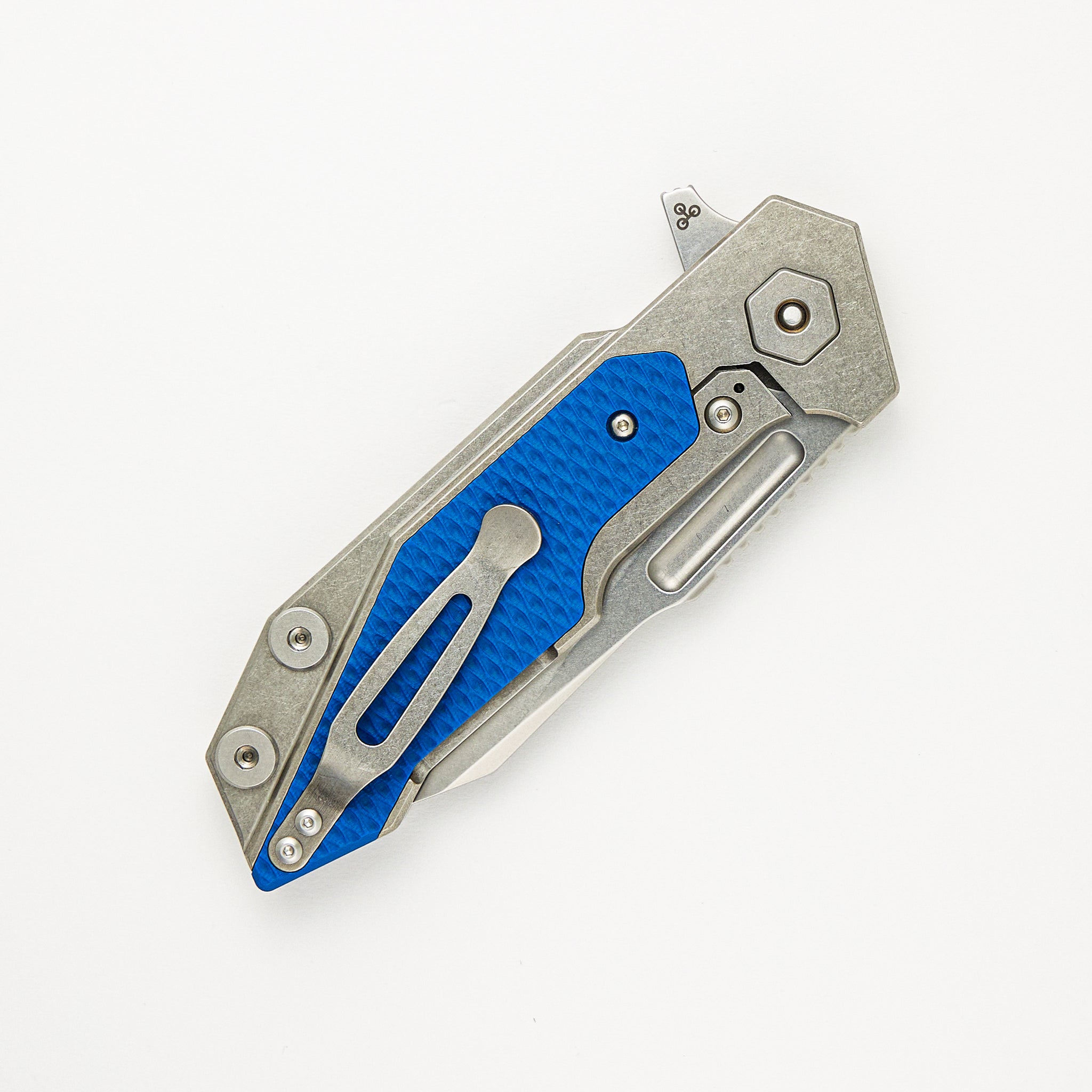 Fulltrack - Wharncliffe S45VN Blade - Tri-Way - Stonewash - Blue G10