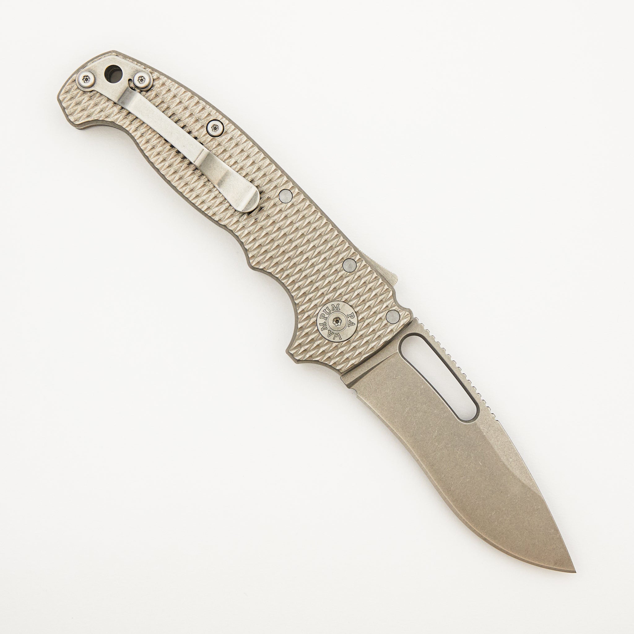 AD20S - Recurve CPM-20CV Blade - Textured Titanium Handle