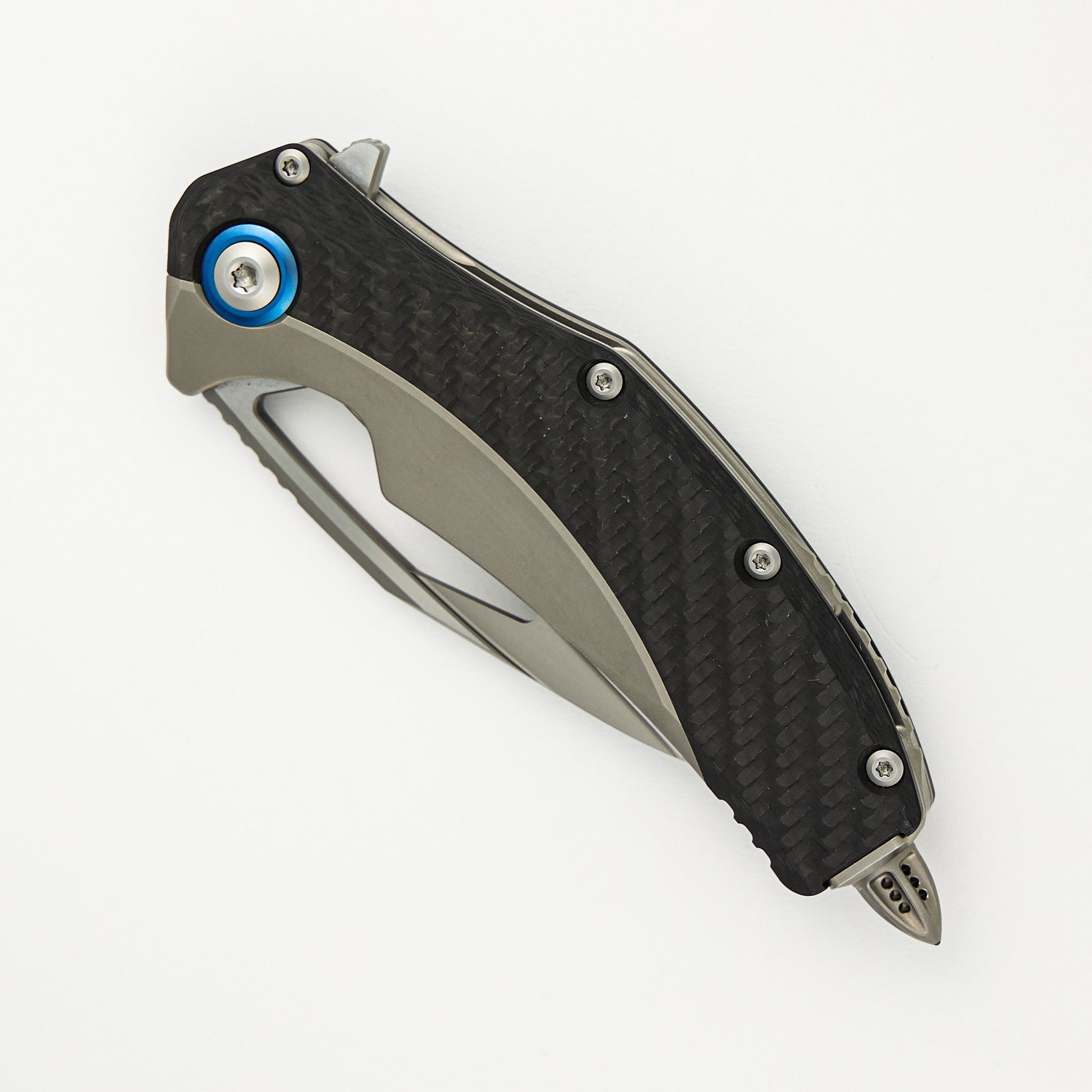Matrix Titanium Handle Bead Blast Standard Blue Titanium Pivot Collar Carbon Fiber Scales 165C-7 CFTI