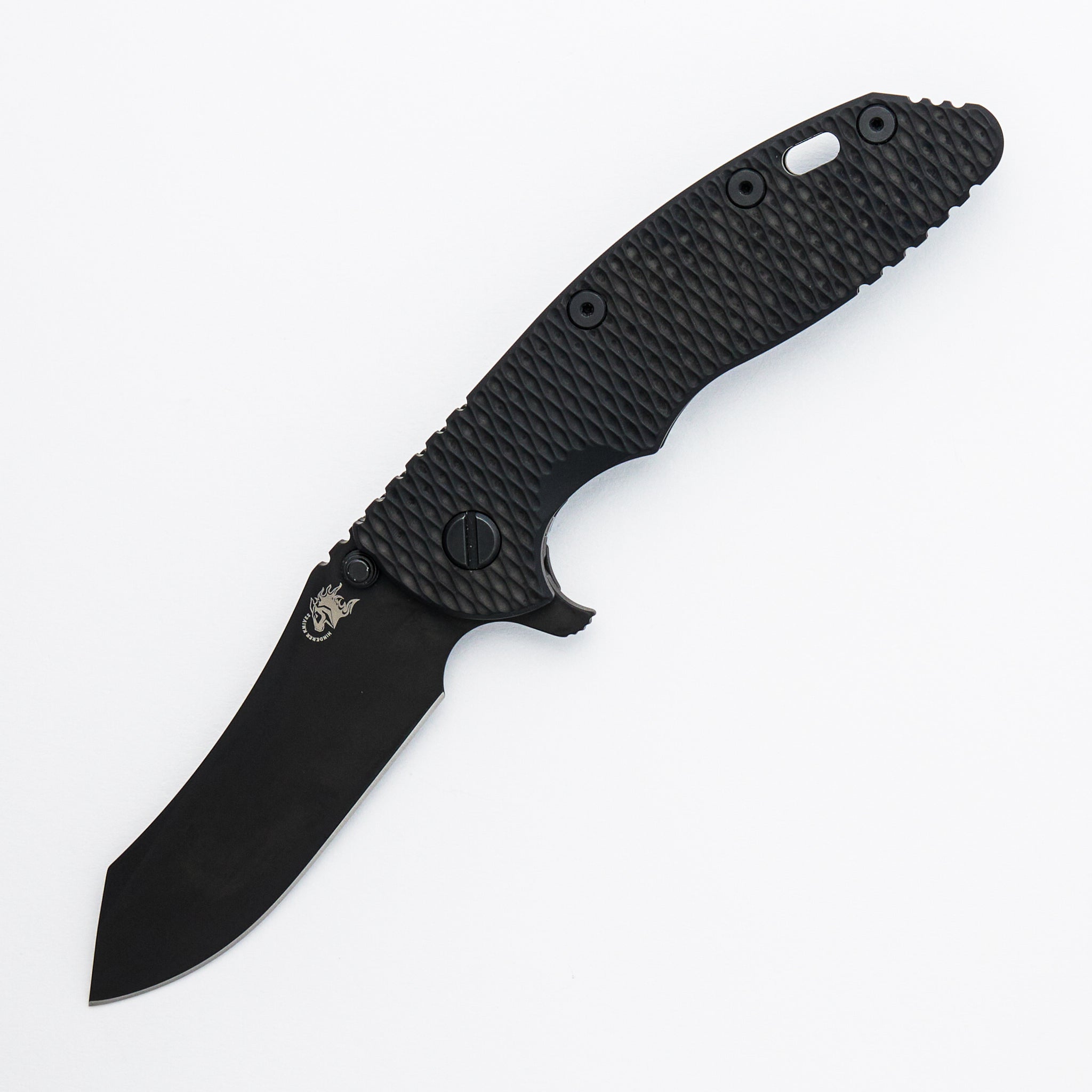 XM-18 3.5" - S45VN Skinner - Tri-Way - Matte Black DLC - Lasered Horsehead Lockside - Ti Scale - Black Hardware