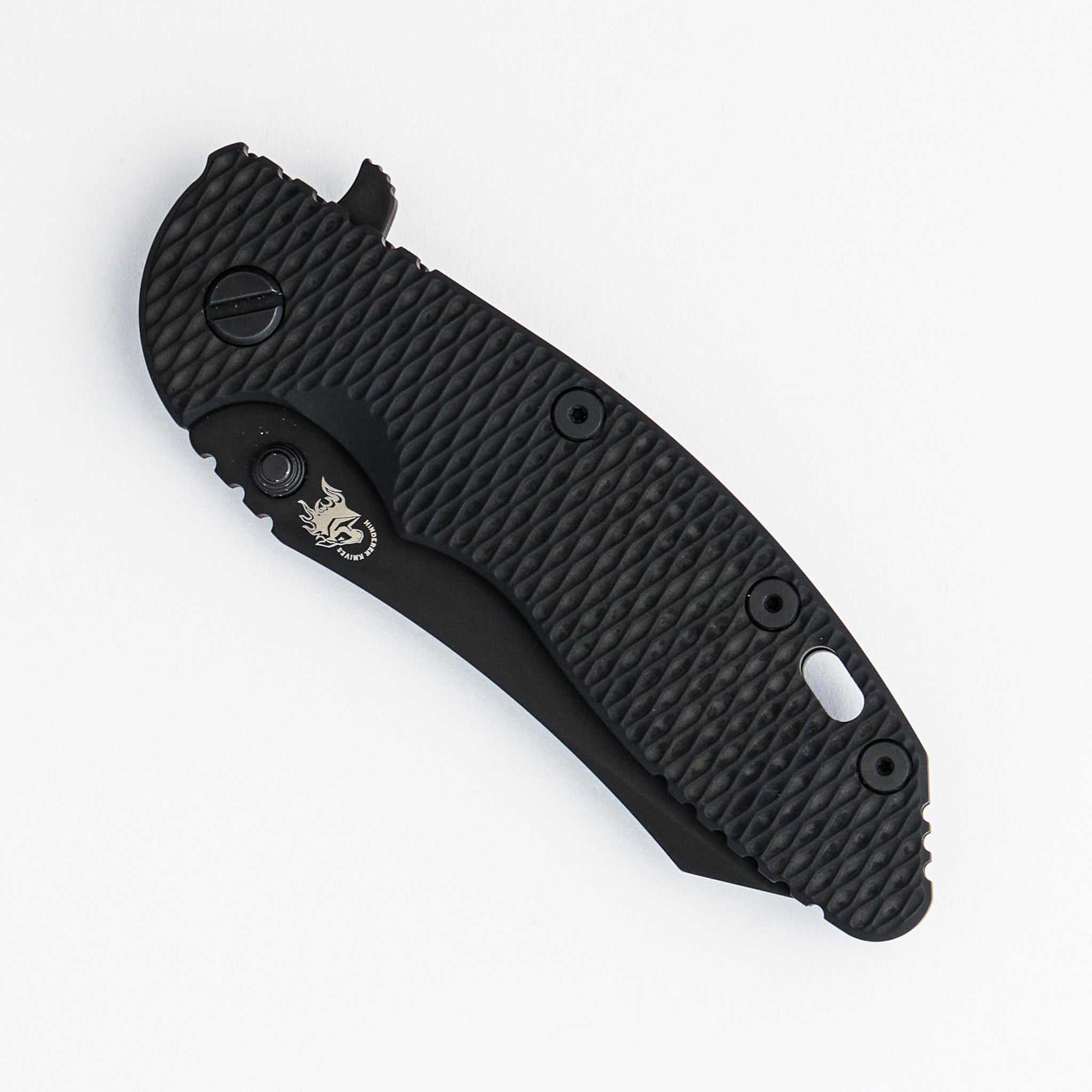 XM-18 3.5" - S45VN Skinner - Tri-Way - Matte Black DLC - Lasered Horsehead Lockside - Ti Scale - Black Hardware