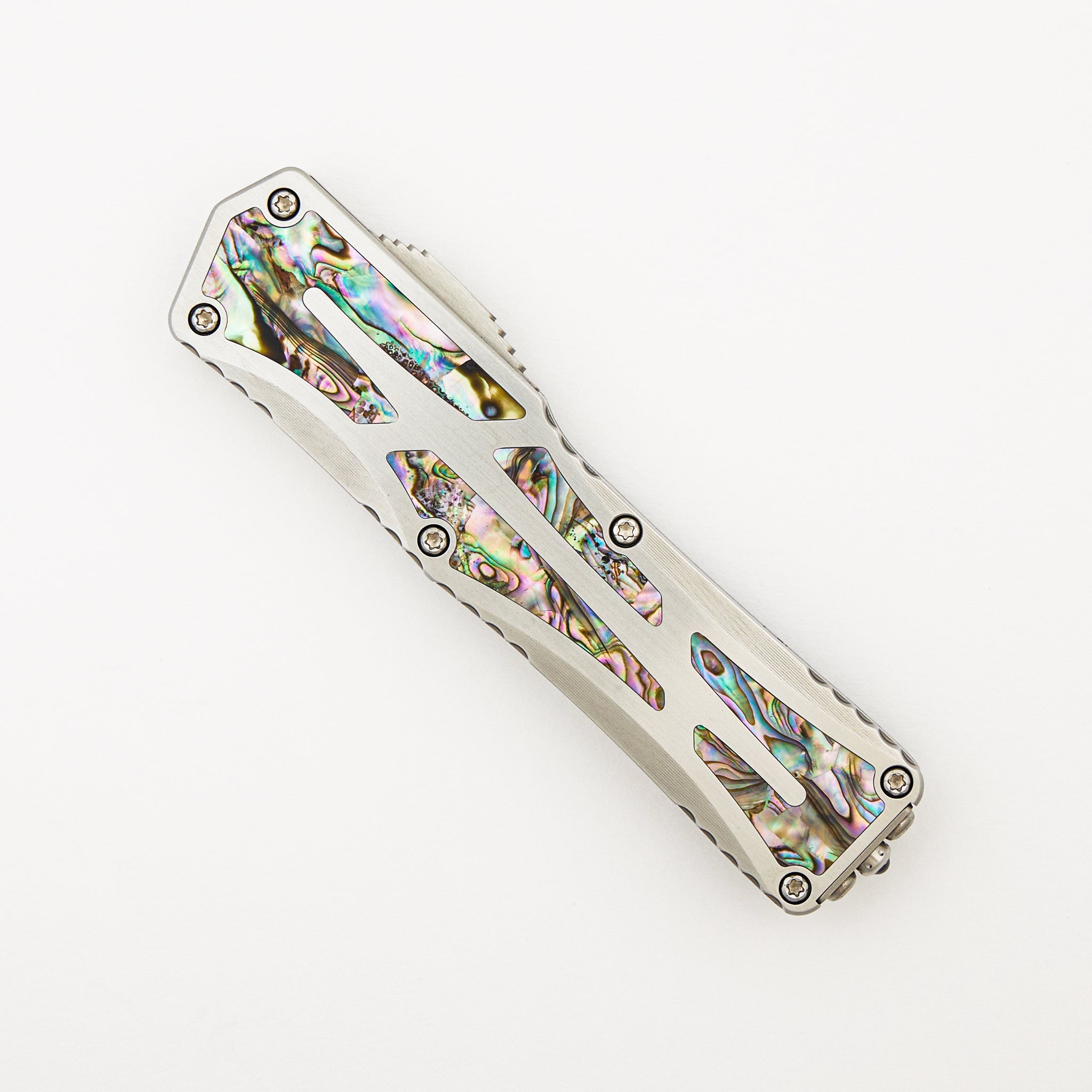 Colossus - Hefted Stainless Steel Handle - Abalone Inlay - Hand Ground Elmax High Polish Tanto S/N 007