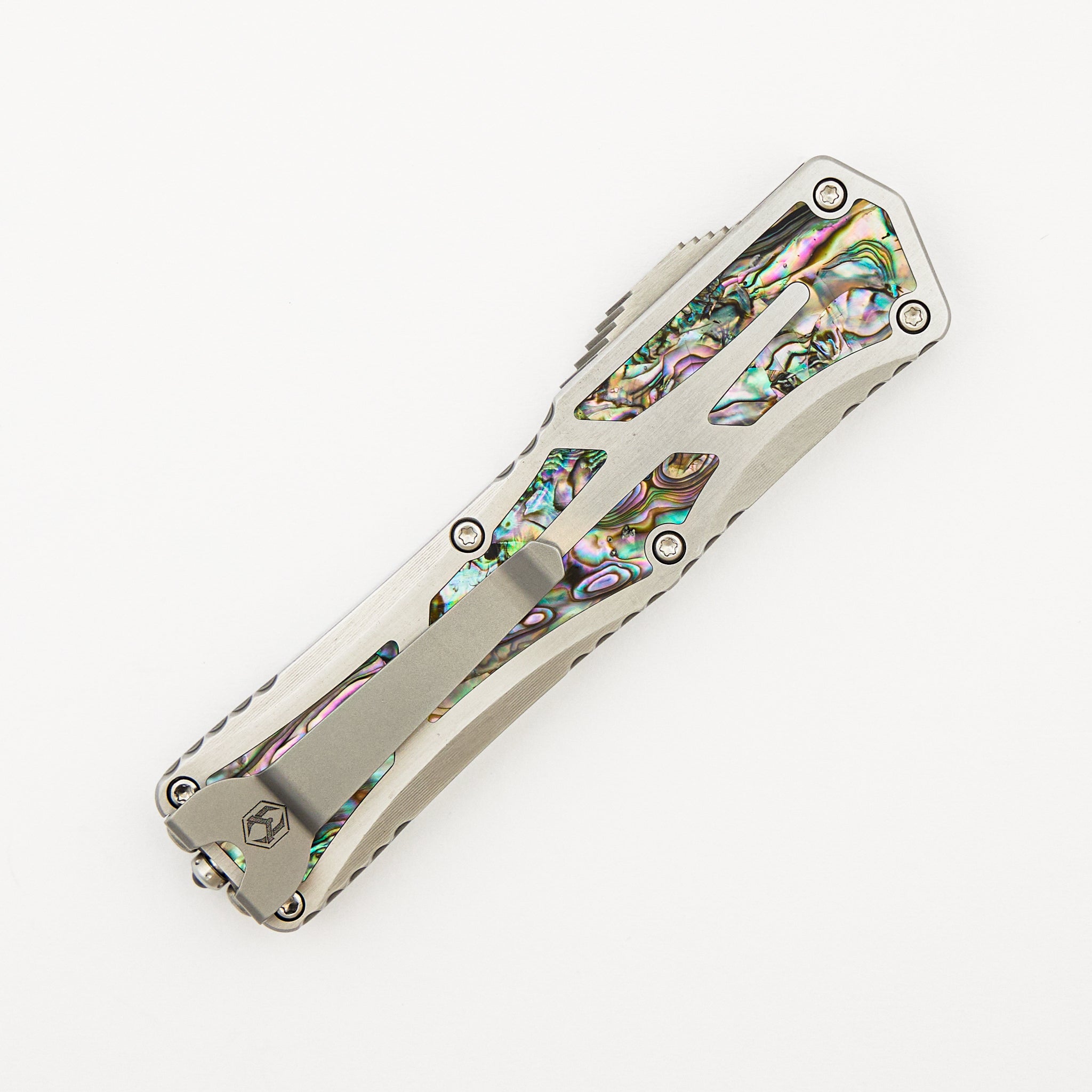 Colossus - Hefted Stainless Steel Handle - Abalone Inlay - Hand Ground Elmax High Polish Tanto S/N 007