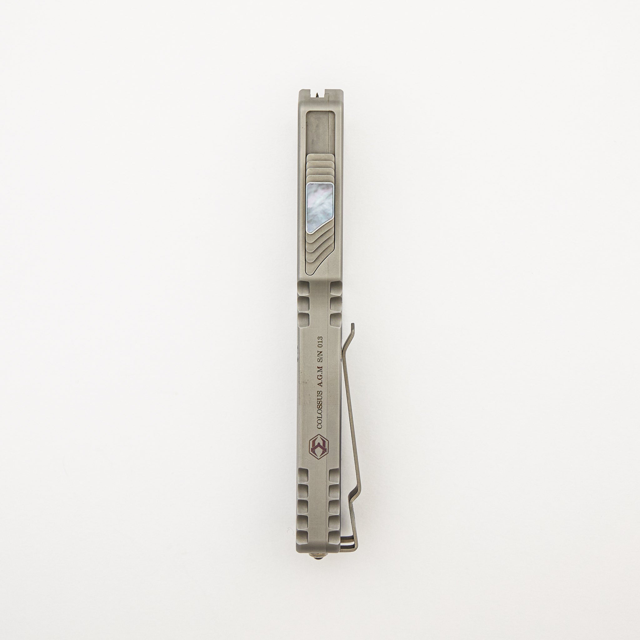 Colossus - Hand Ground VF Tanto - Hand Rubbed Stainless w/ MOP S/N 013