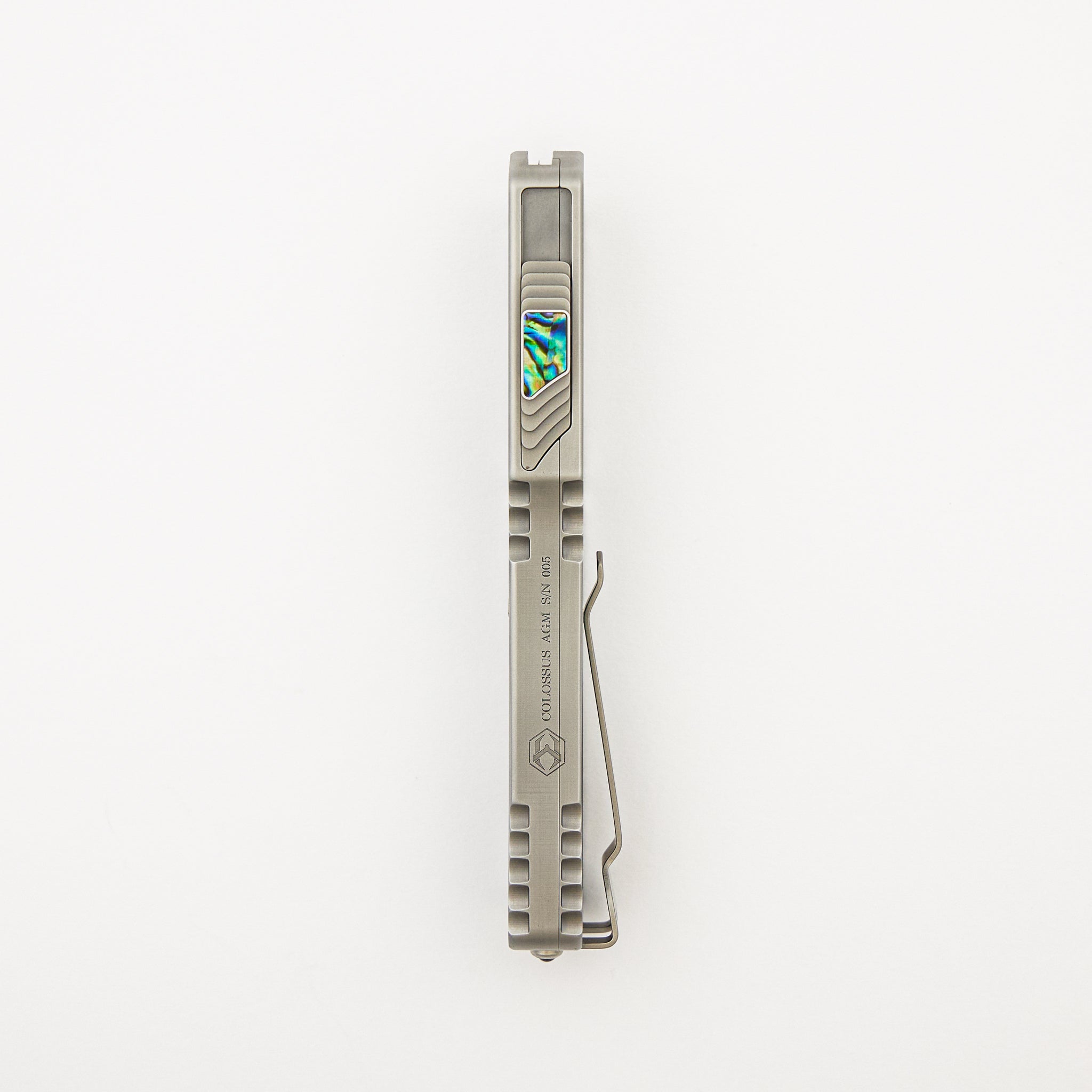 Colossus - D/E High Polish - Stainless Steel Handle w/ Abalone Inlays S/N 005