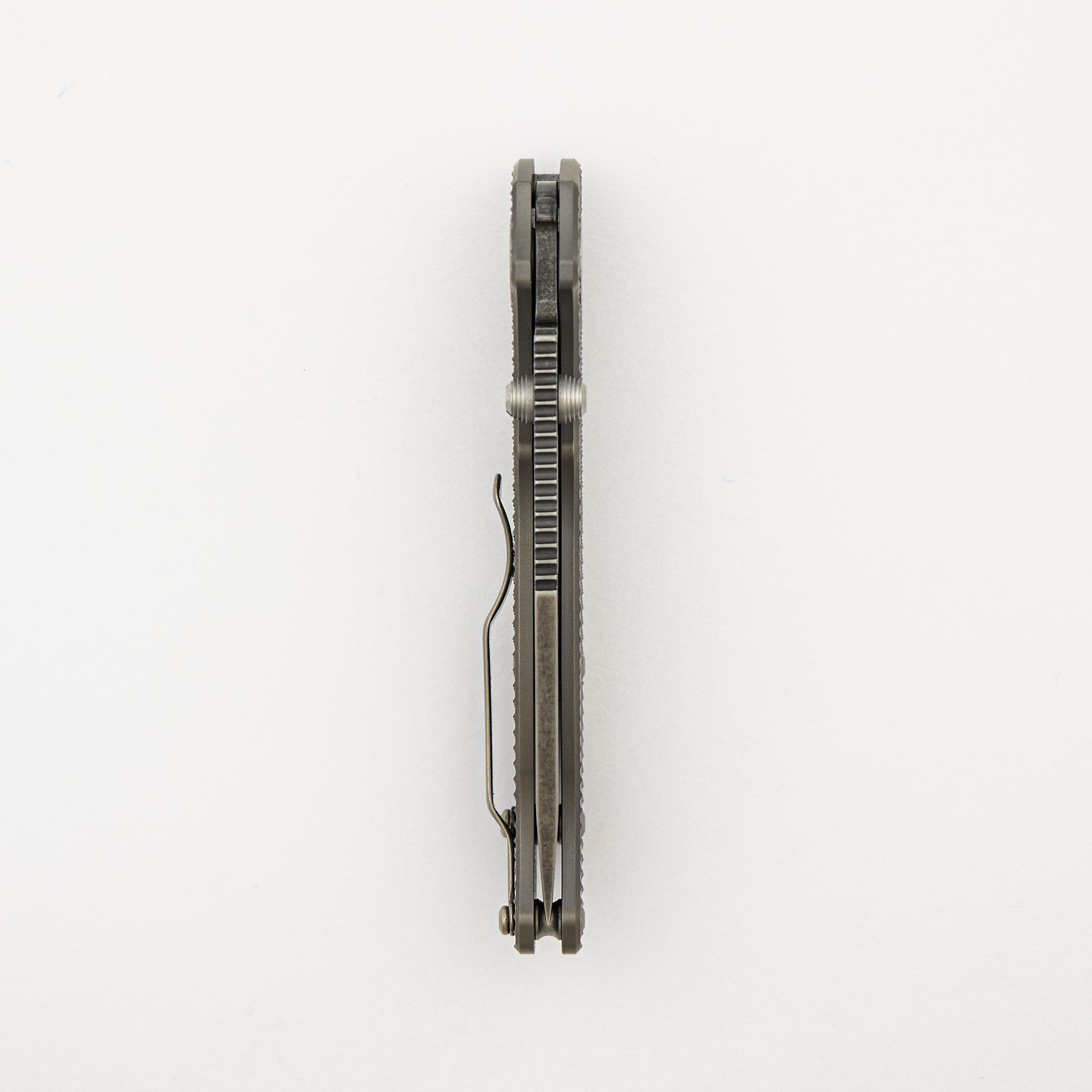 AD20.5 20CV Textured Titanium Handle Clip Point Stonewash Blade