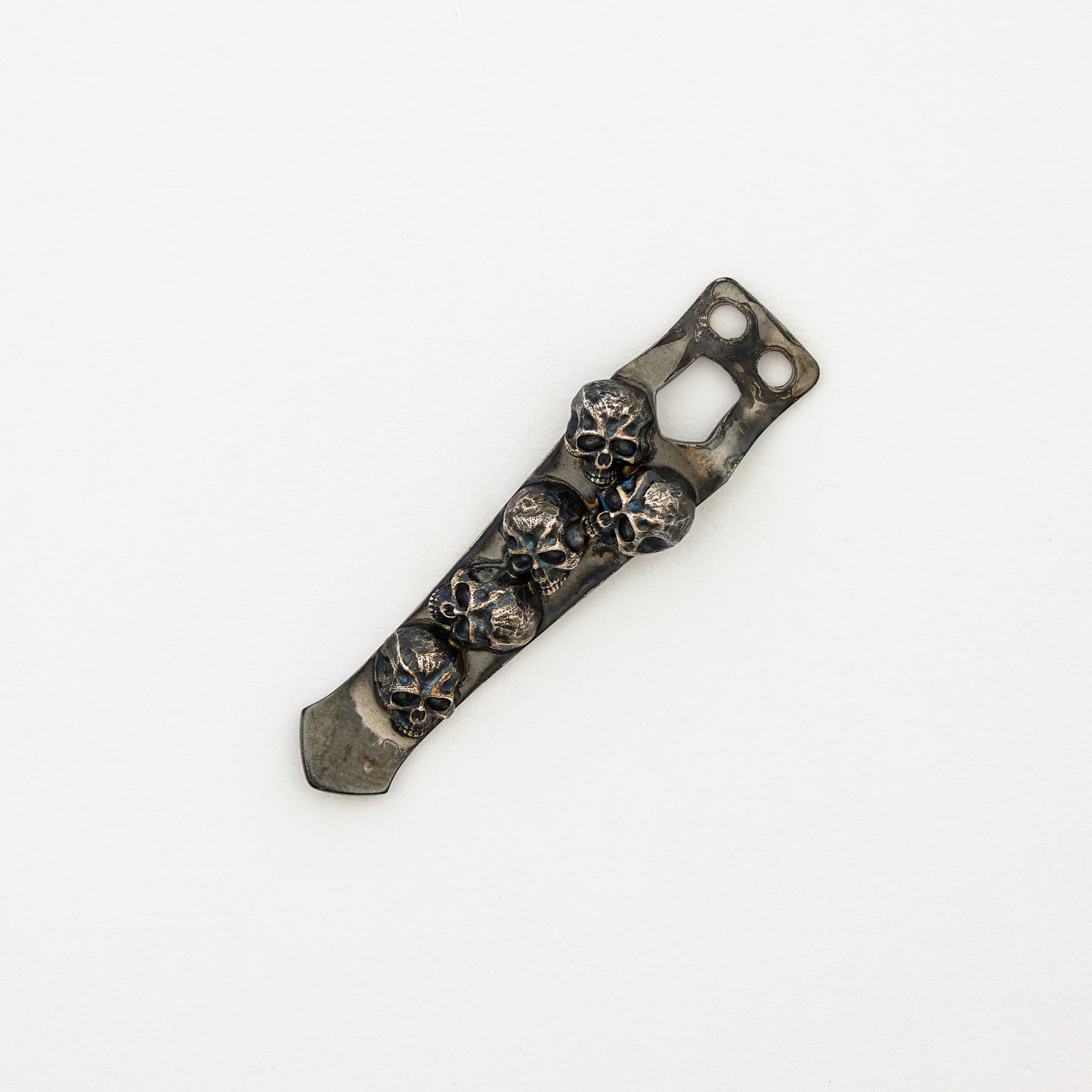 Pile of Skulls Silver 5 Warriors Torch Pocket Clip