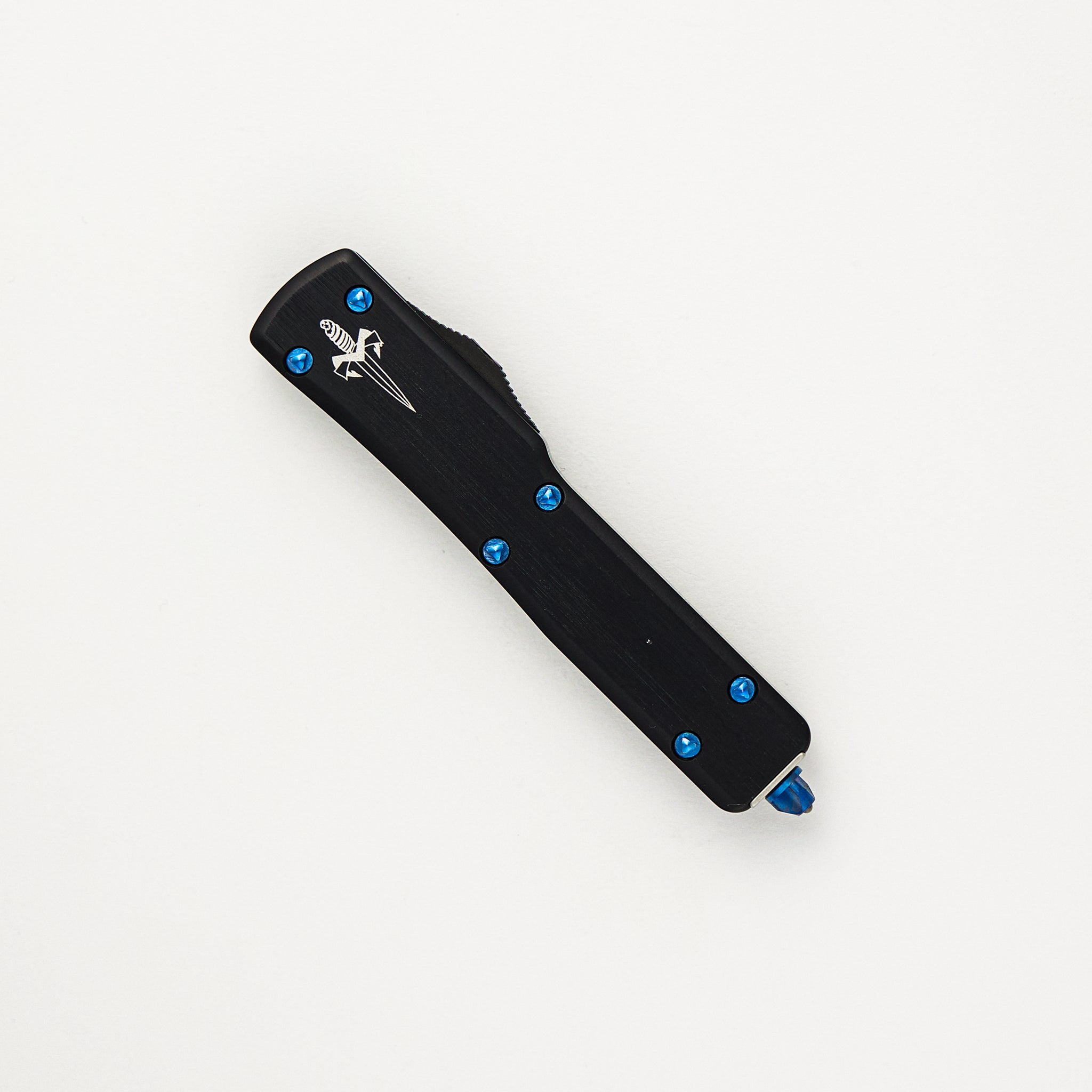 Marfione Custom Knives UTX-70 - D/E Hand Rubbed Satin Finish Hefted Alloy W/ Blue Hardware S/N 008