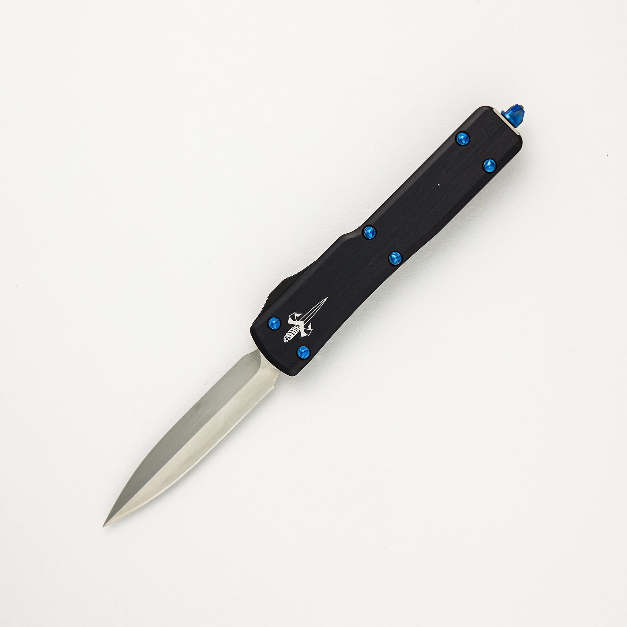 Marfione Custom Knives UTX-70 - D/E Hand Rubbed Satin Finish Hefted Alloy W/ Blue Hardware S/N 008