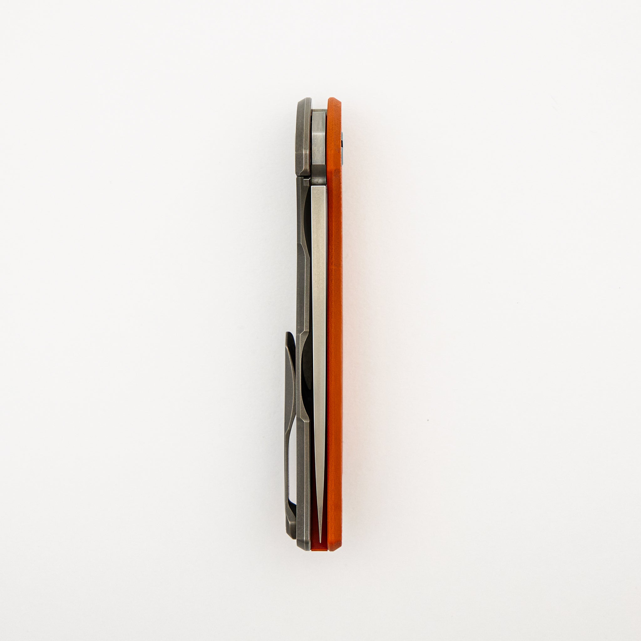 Hati - Titanium/Orange G10 Handle - M390 Blade - Washers