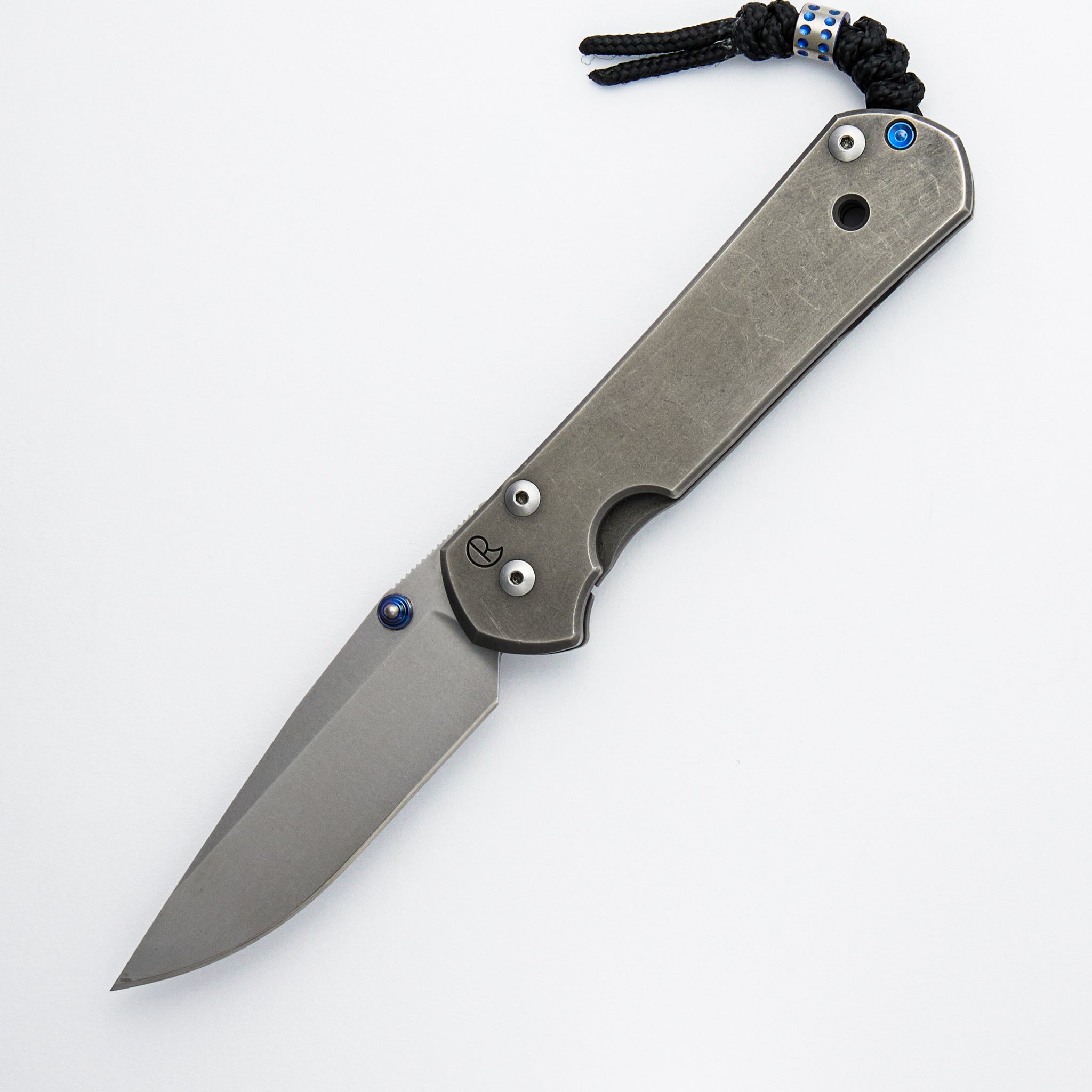 Large Sebenza 21 - Drop Point S35VN Blade - Titanium Handle - Blue Double Thumb Lugs