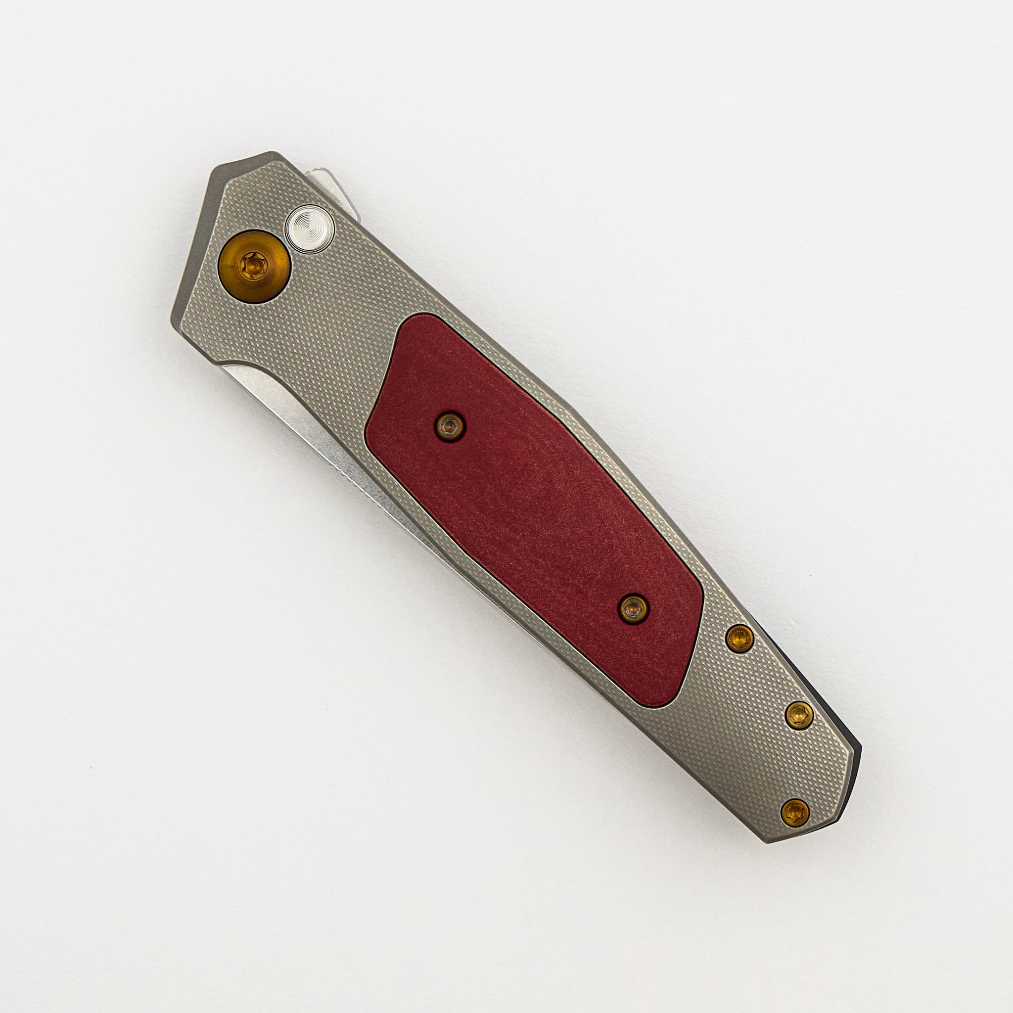Toko - Grey/Amber - Titanium Handle - Red Micarta Inlays - RWL34 Blade - #389