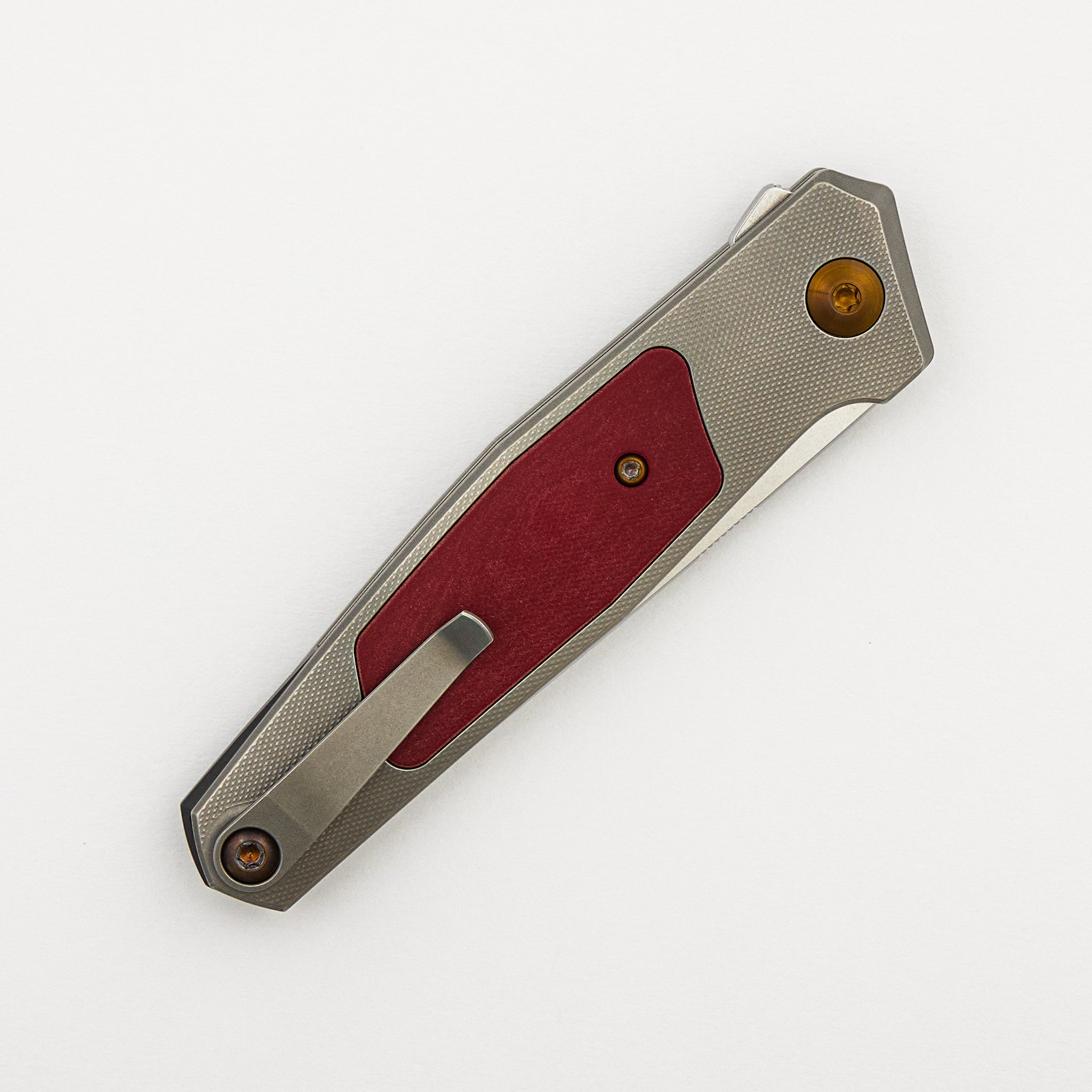 Toko - Grey/Amber - Titanium Handle - Red Micarta Inlays - RWL34 Blade - #389
