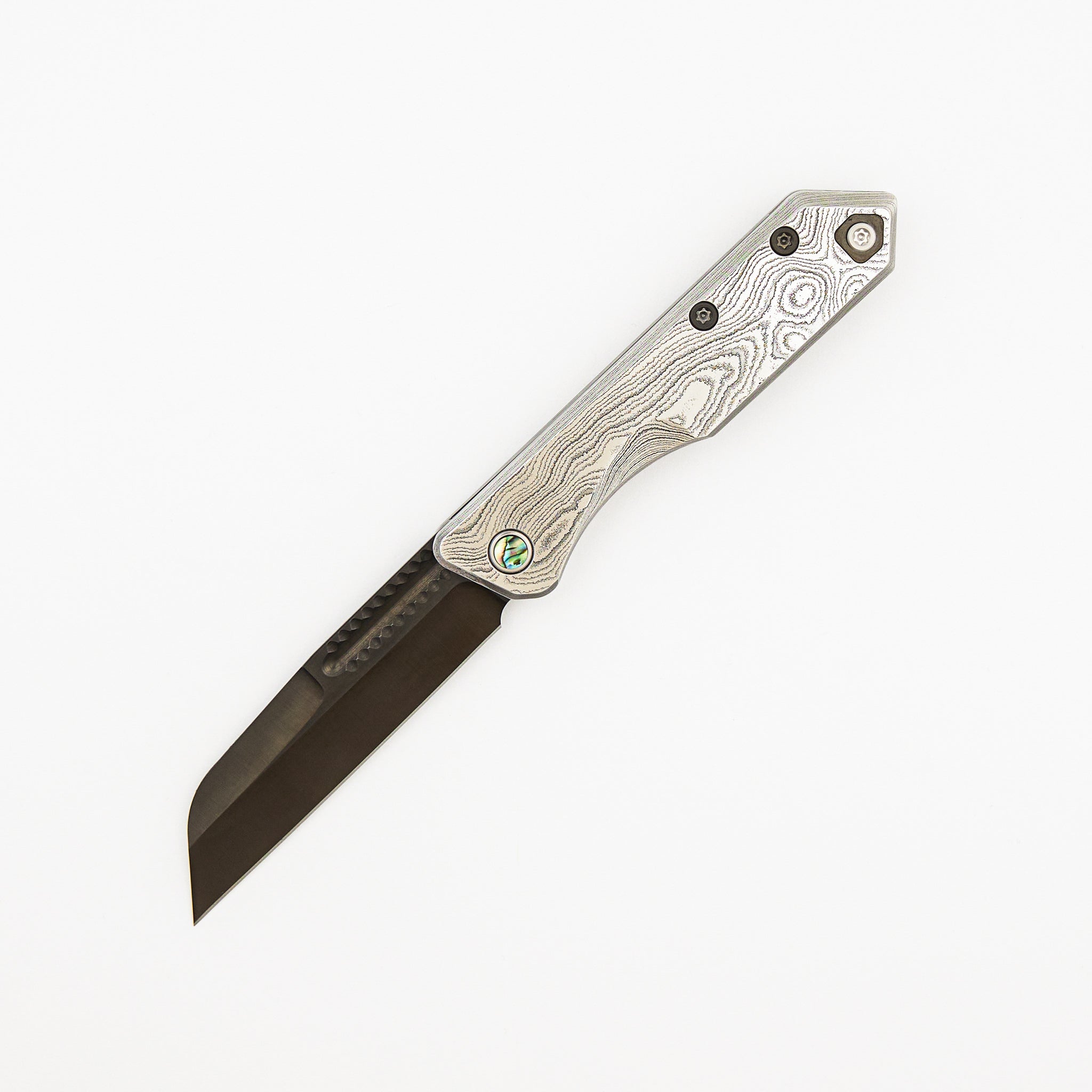 Jinn - Hand Ground DLC MagnaCut - Vegas Forge Wood Grain - Abalone Inlaid Pivots - S/N 012