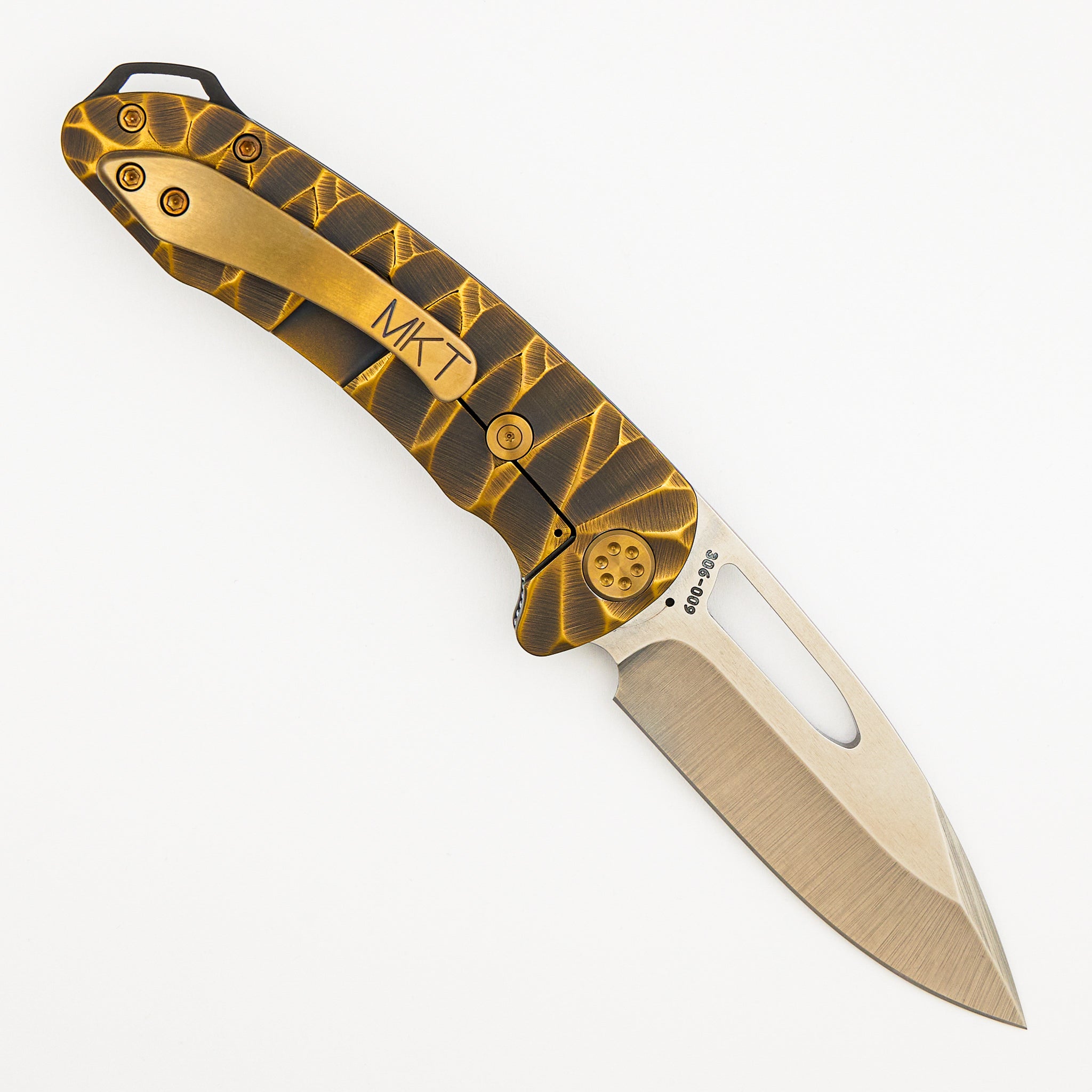 On Belay - Tumbled S45VN Blade - Violet/Bronze "Predator" Handle