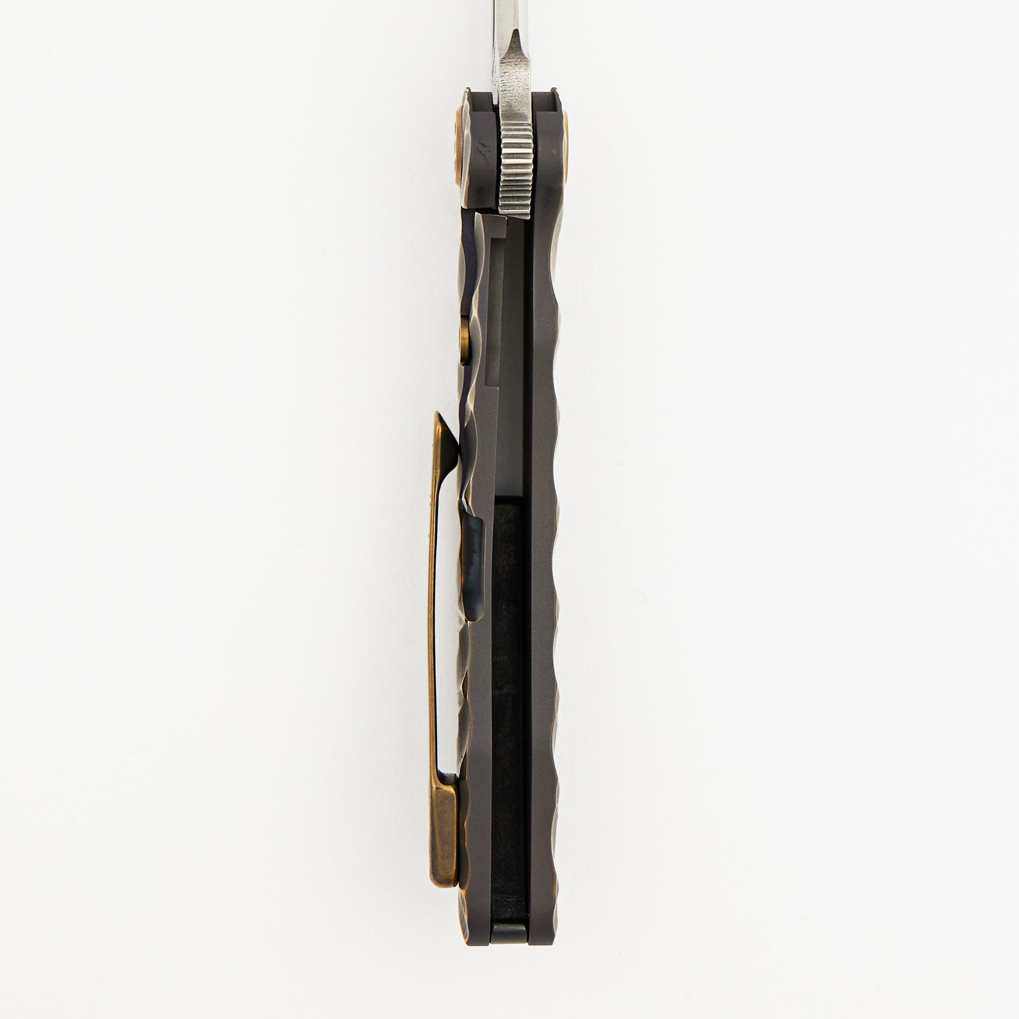 On Belay - Tumbled S45VN Blade - Violet/Bronze "Predator" Handle