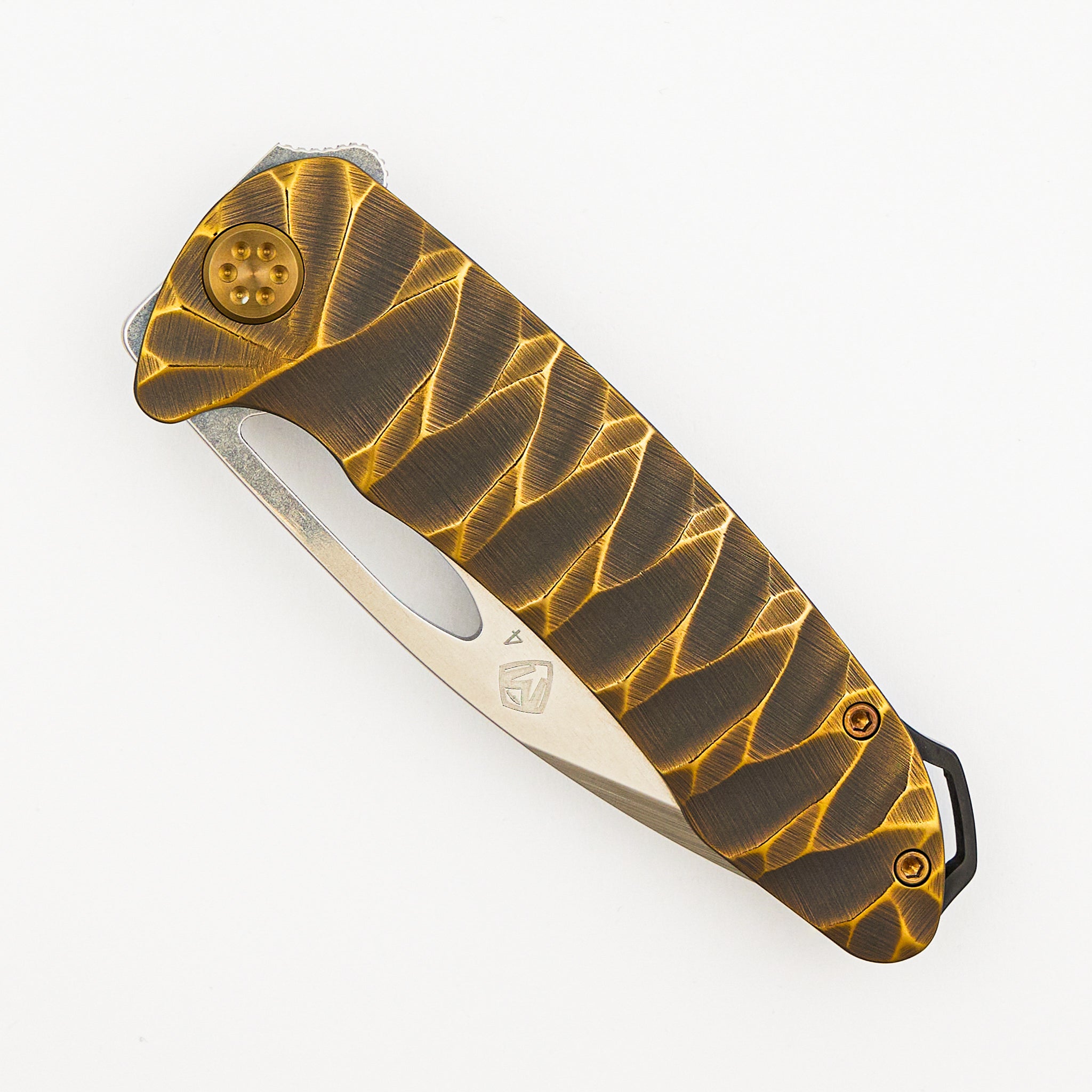 On Belay - Tumbled S45VN Blade - Violet/Bronze "Predator" Handle