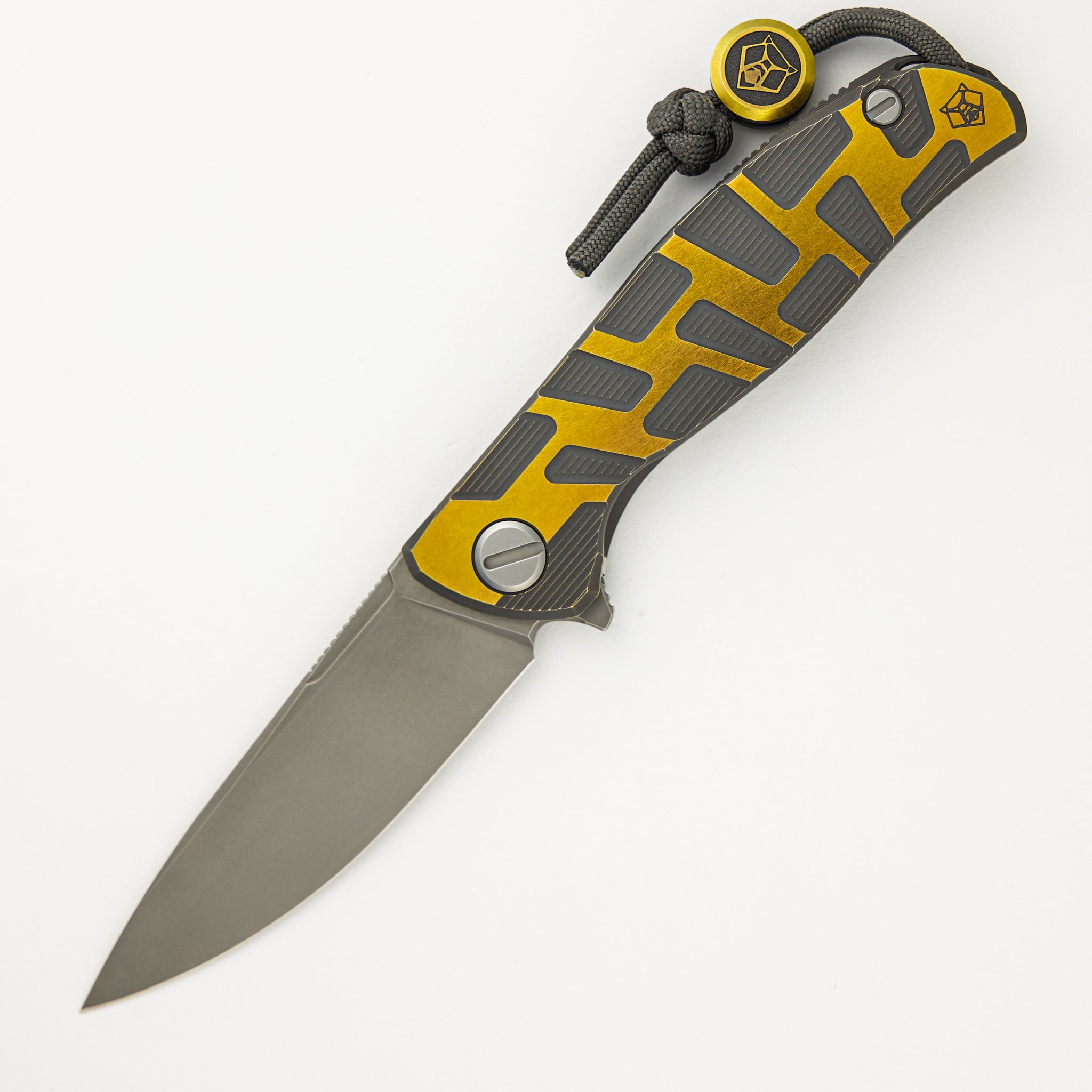 F95 T Pattern Gen 4 – Blade Show Edition – Grey-Yellow Ano Titanium Handle – M390 Blade – MRBS