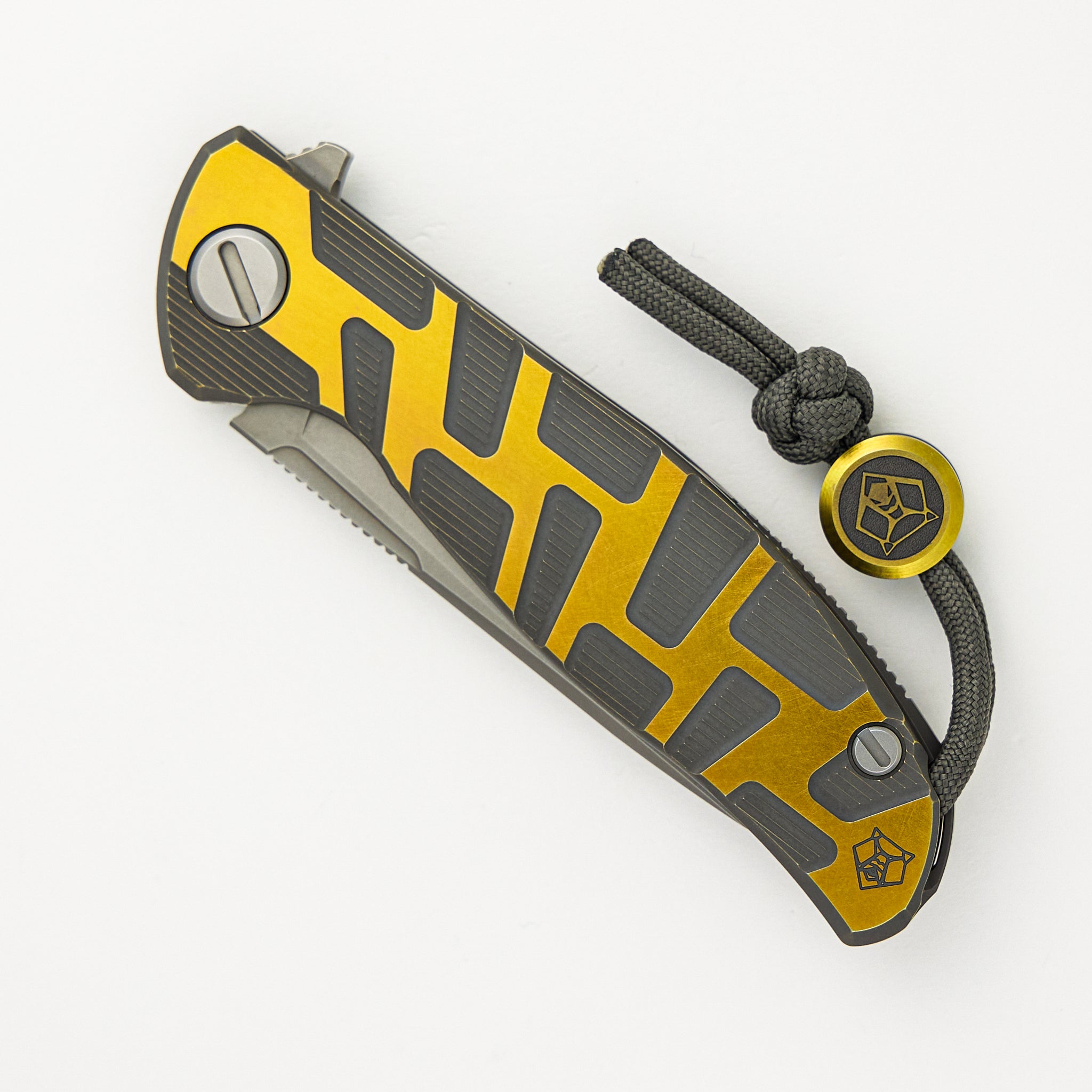 F95 T Pattern Gen 4 – Blade Show Edition – Grey-Yellow Ano Titanium Handle – M390 Blade – MRBS