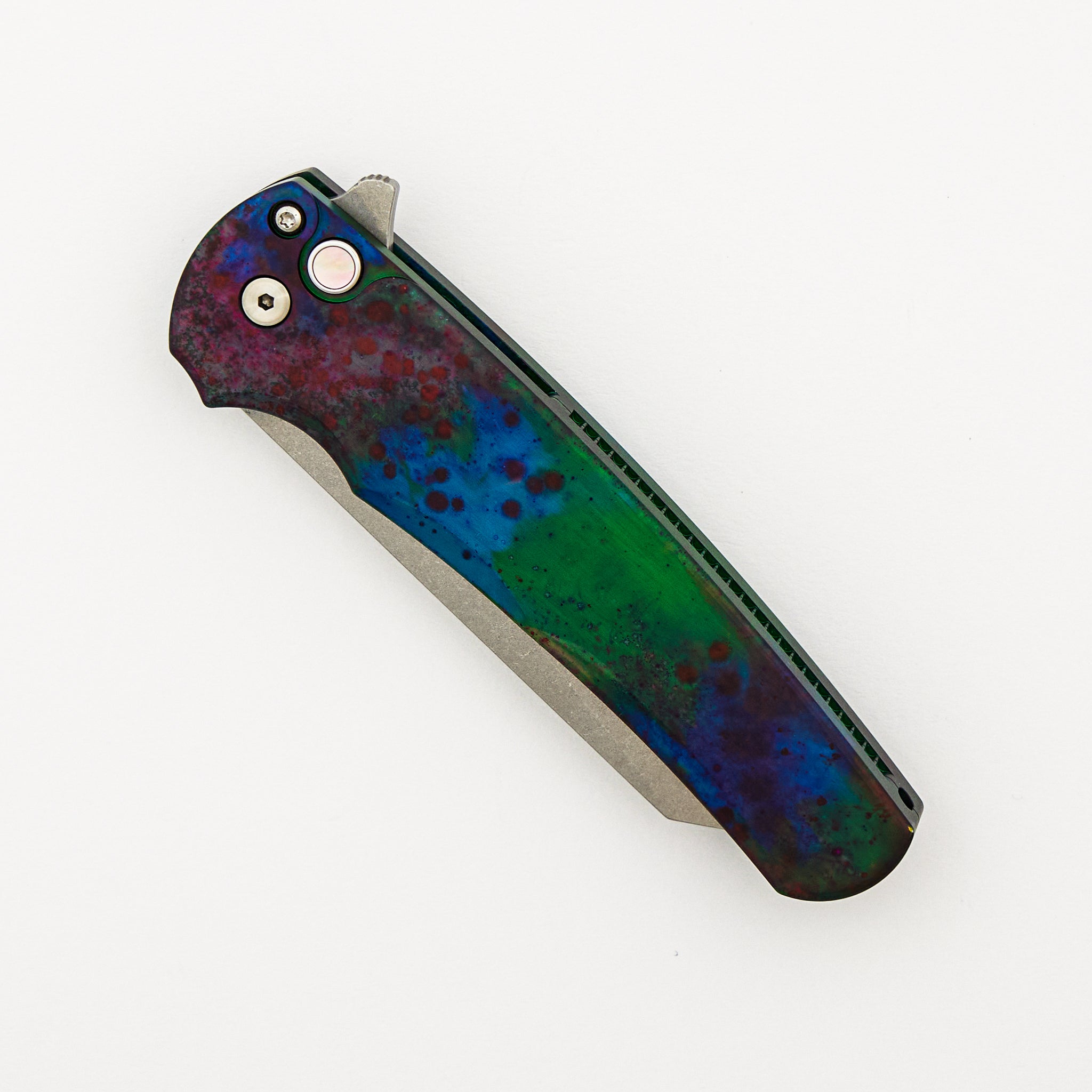 Malibu Flipper - AE.Malibu.1 - Northern Lights Anodized Aluminum Handle - Stonewashed 20CV Reverse Tanto Blade
