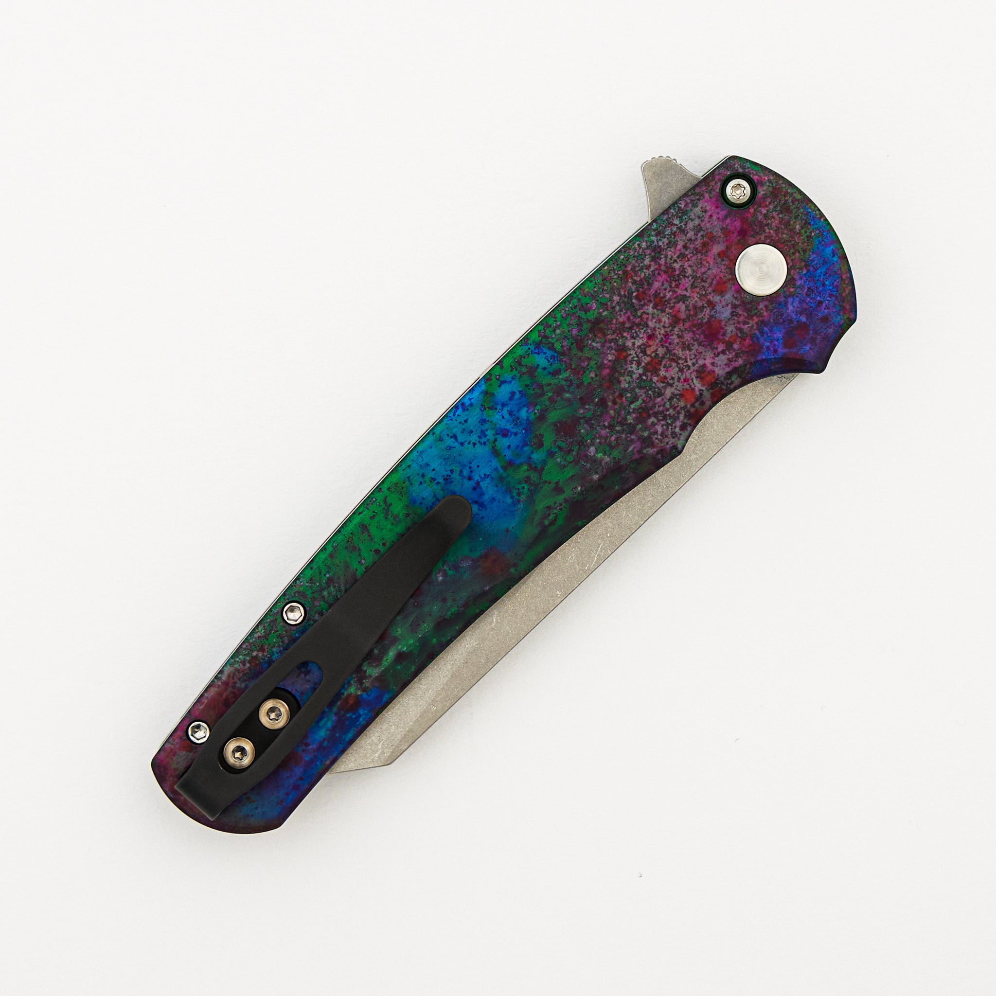 Malibu Flipper - AE.Malibu.1 - Northern Lights Anodized Aluminum Handle - Stonewashed 20CV Reverse Tanto Blade