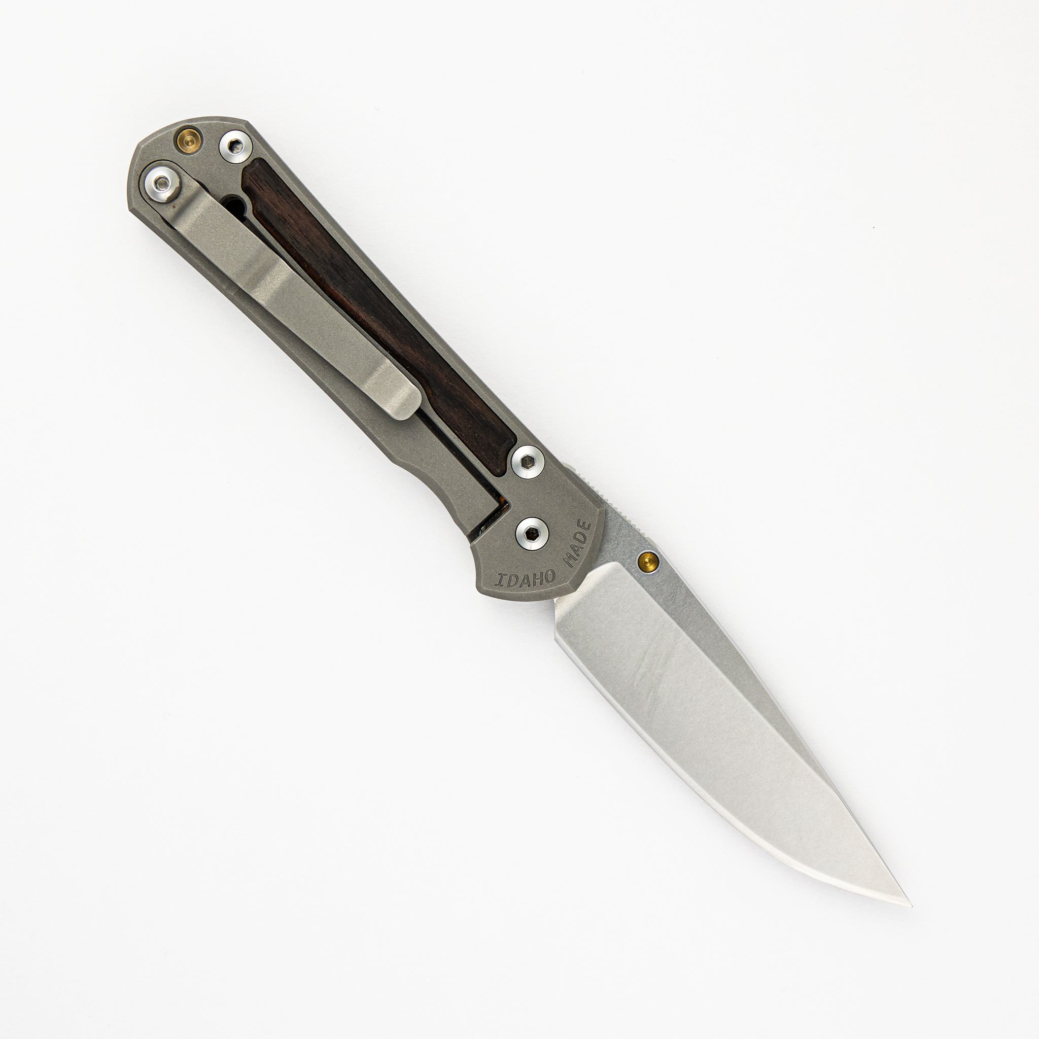 Small Sebenza 31 - Drop Point CPM S45VN Blade - Macassar Ebony Inlays - Gold Single Lug