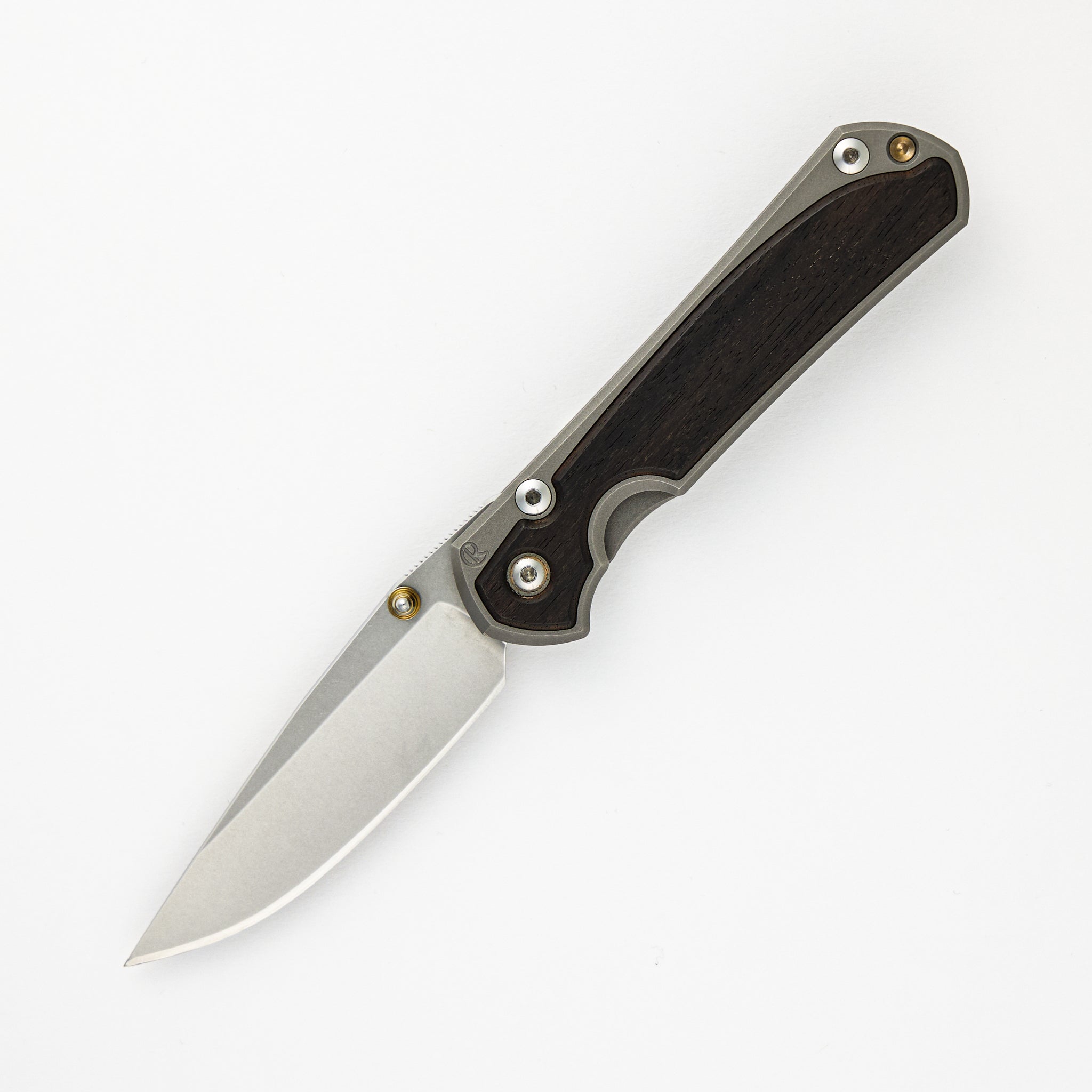 Small Sebenza 31 - Drop Point CPM S45VN Blade - Macassar Ebony Inlays - Gold Single Lug