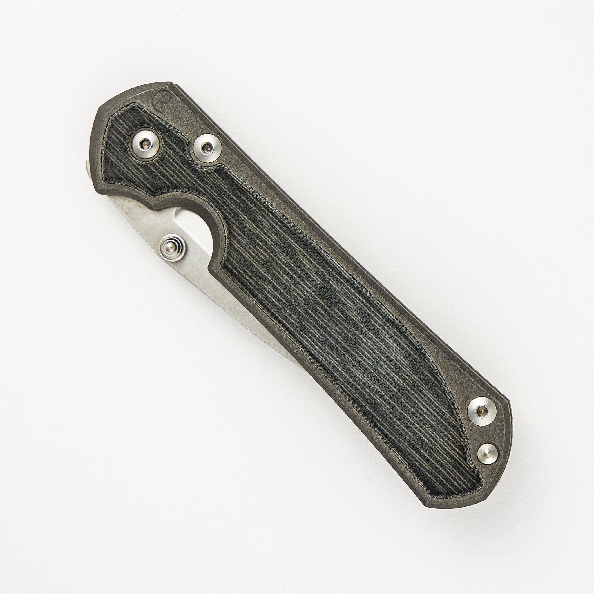 Large Sebenza 31 - Drop Point CPM MagnaCut Blade - Black Canvas Micarta Inlay - Silver Single Lug