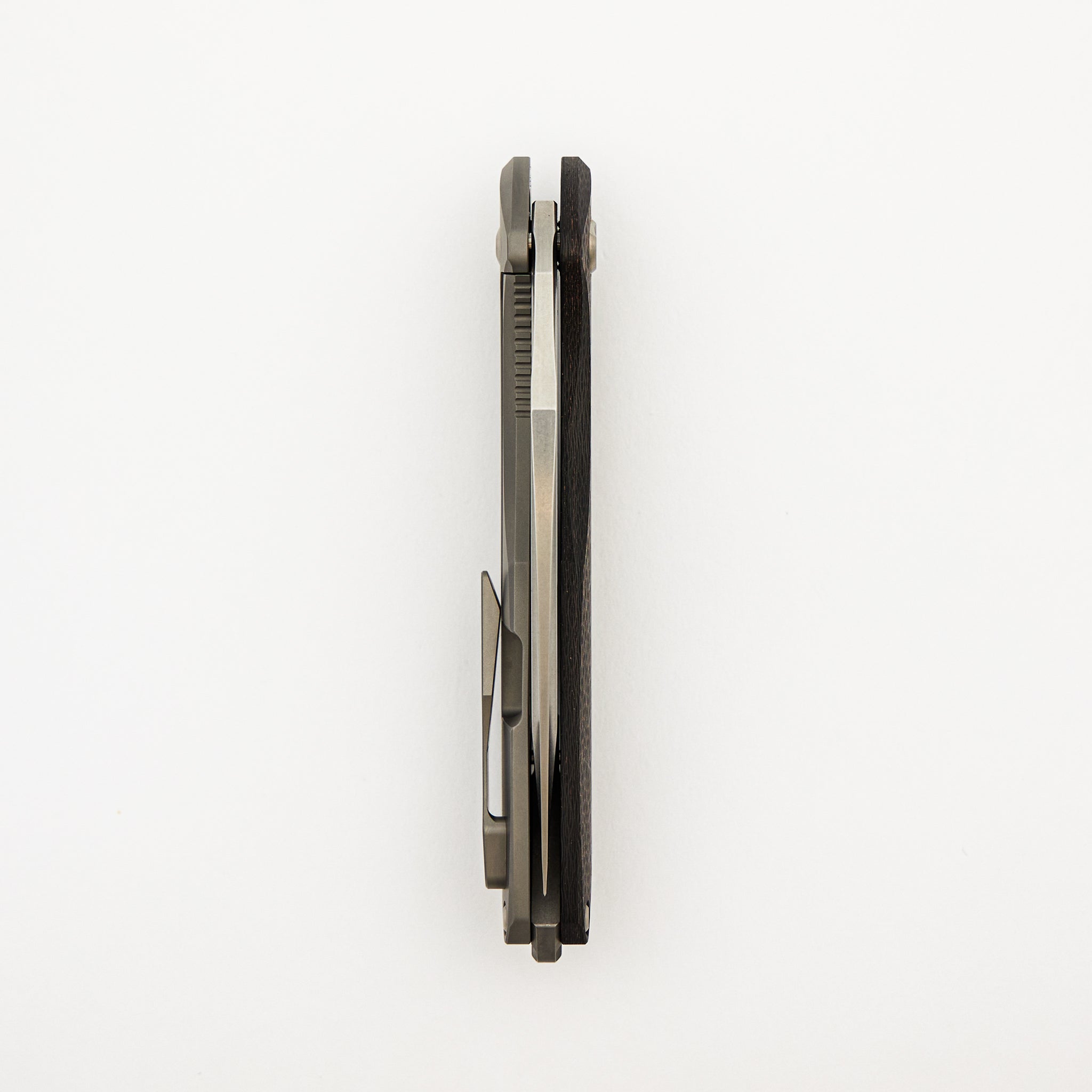 Arius - Smooth Woven Copper Carbon Fiber/Titanium Handle - Silver Hardware - Brightwashed W/ Polished Flats 20CV Blade