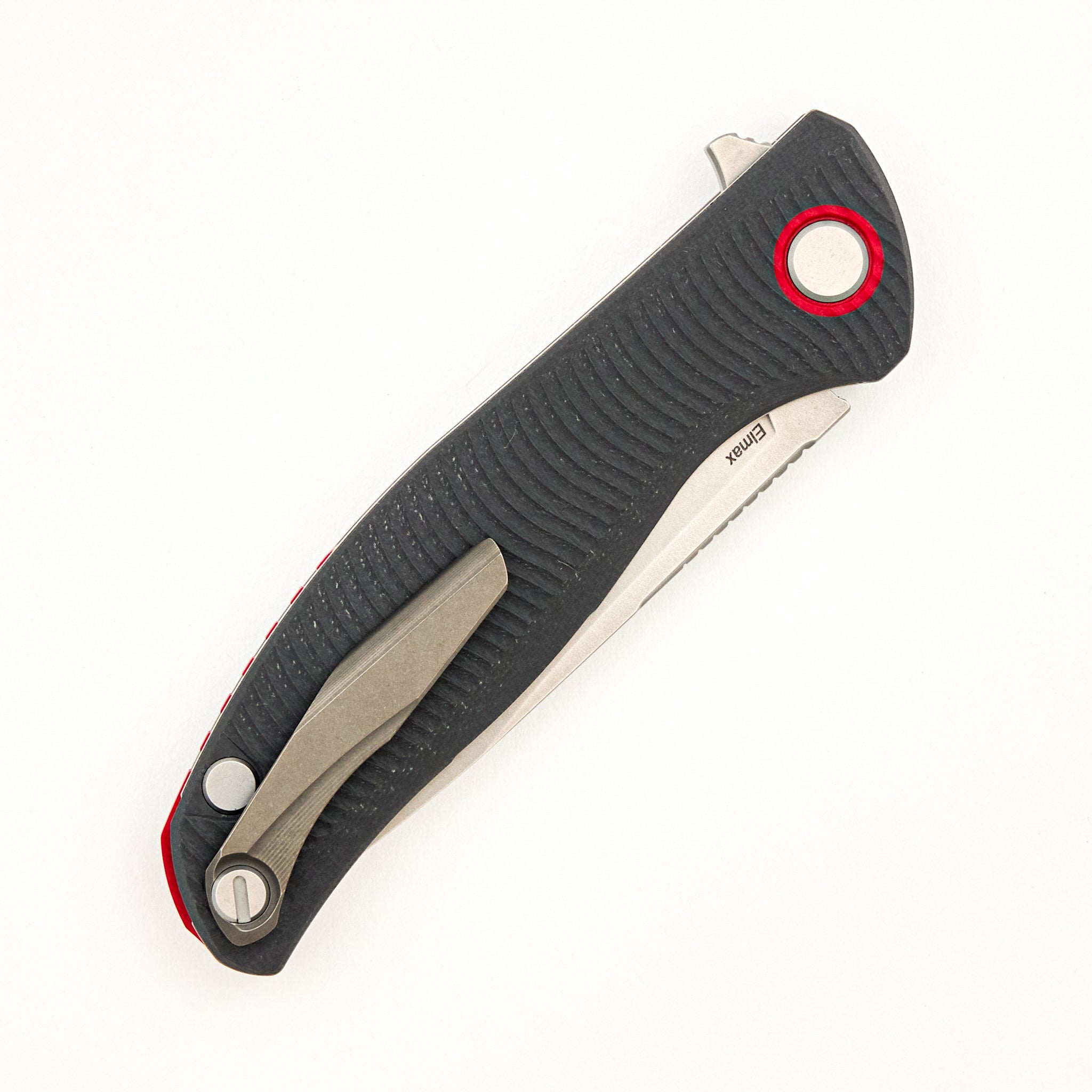 F3 - Elmax Blade - Gray G10 Handle W/ Red Accents - MRBS