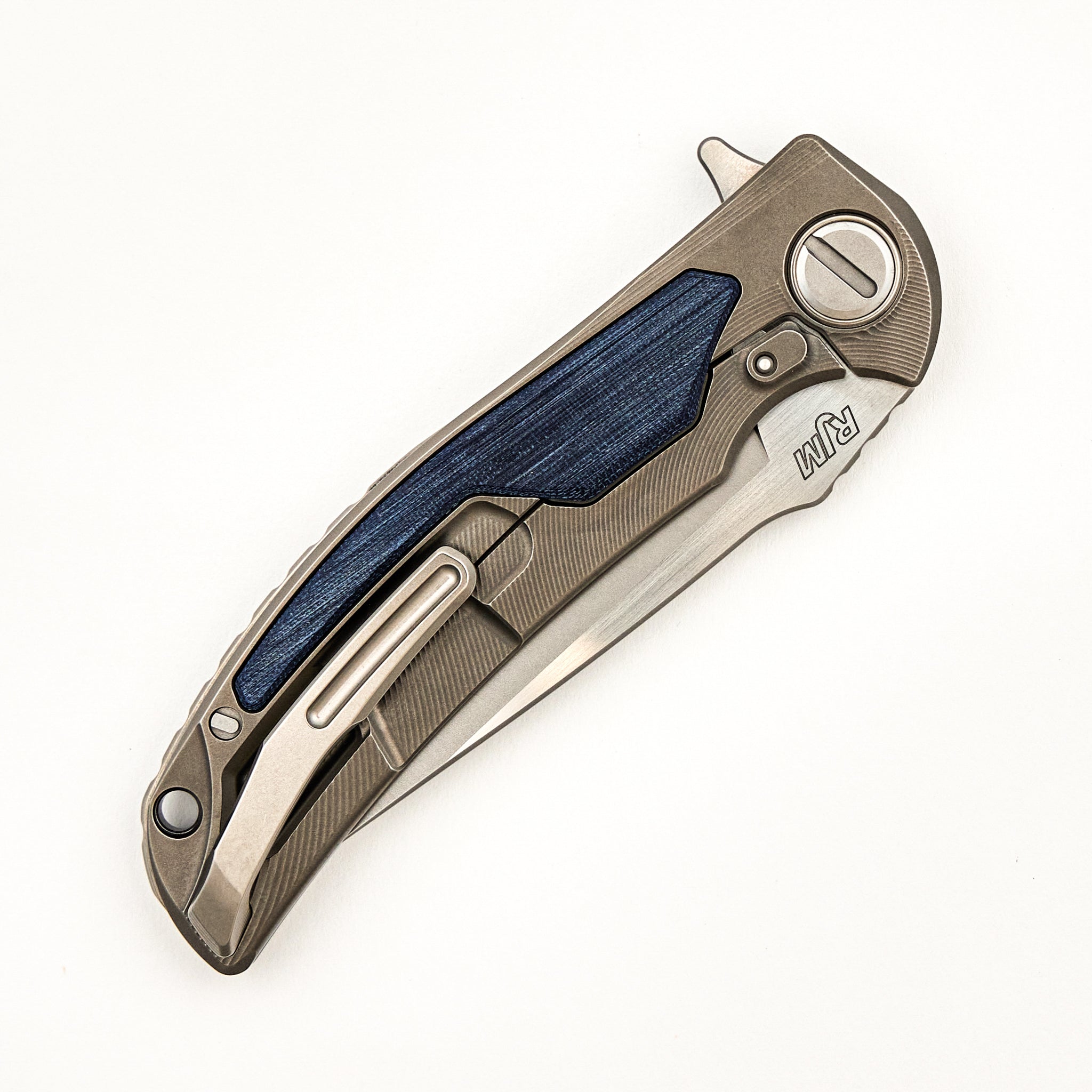 Denim Overkill - S90V Blade - Titanium Handle W/ Jeans Micarta Inlays - SRRBS (RJ Martin Design)
