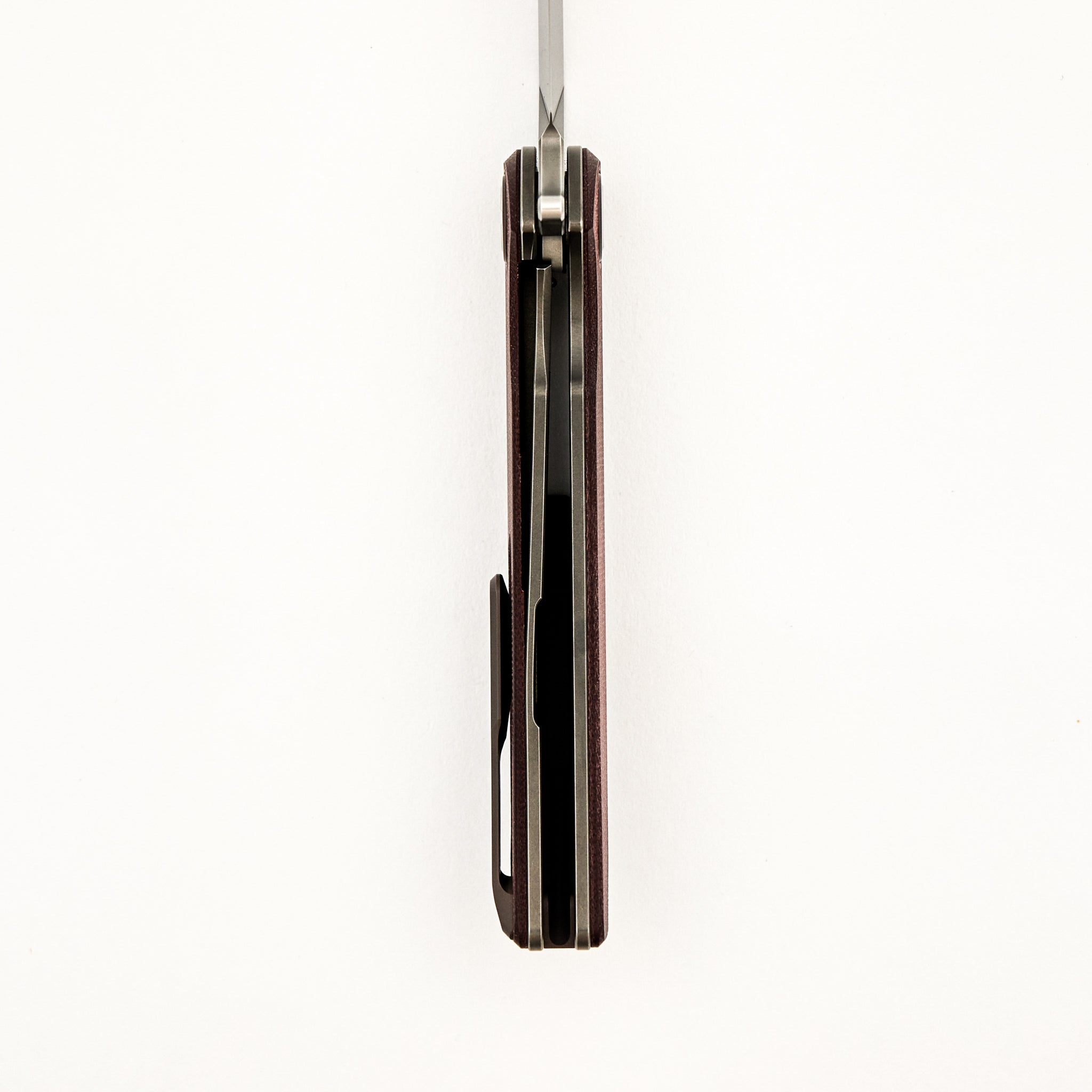 Soft Overkill - M398 Blade - Maroon Canvas Micarta Handle - RBS (RJ Martin Design)