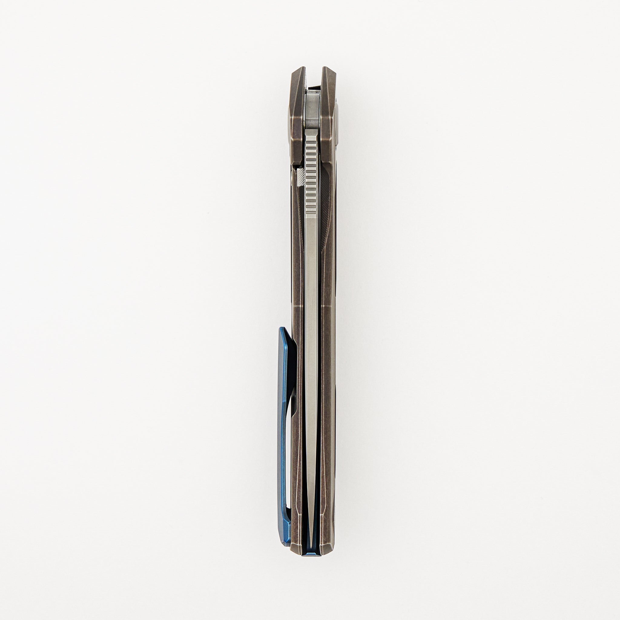 Quantum - M390 Blade - Bronze Ano Titanium Handle - Blue Ano Accents - MRBS
