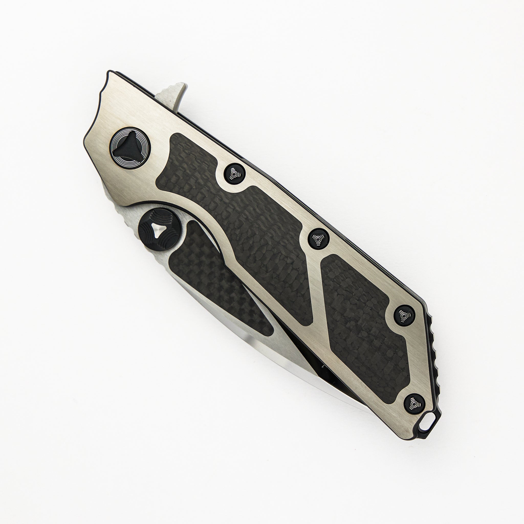 Marfione Custom Knives D.O.C. Manual - Hand Ground High Polish - 30K Layered CF Inlays S/N 011
