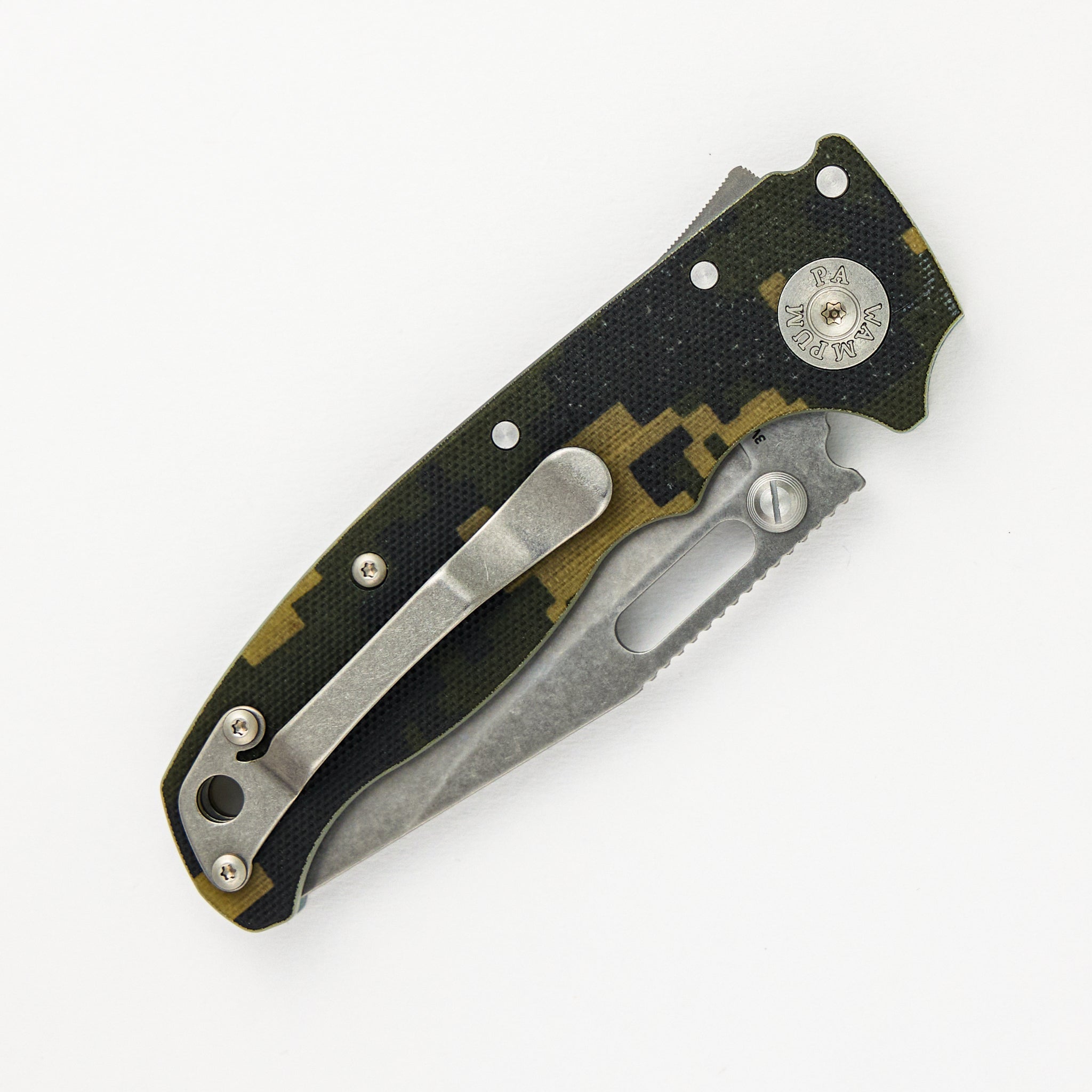 AD20.5 3V Digi Camo G10 Handle Clip Point Stonewash Blade