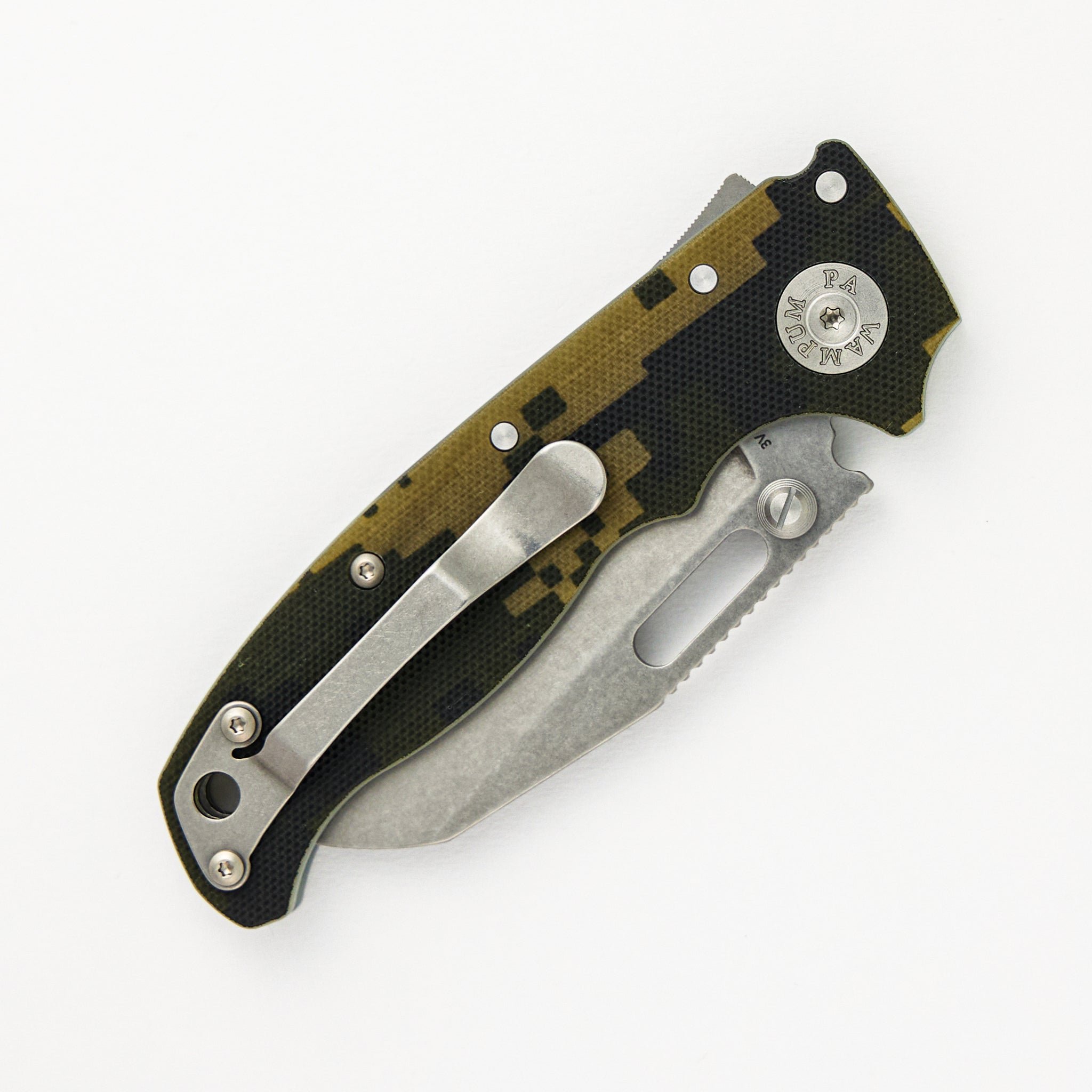 AD20.5 3V Digi Camo G10 Handle Shark Foot Stonewash Blade