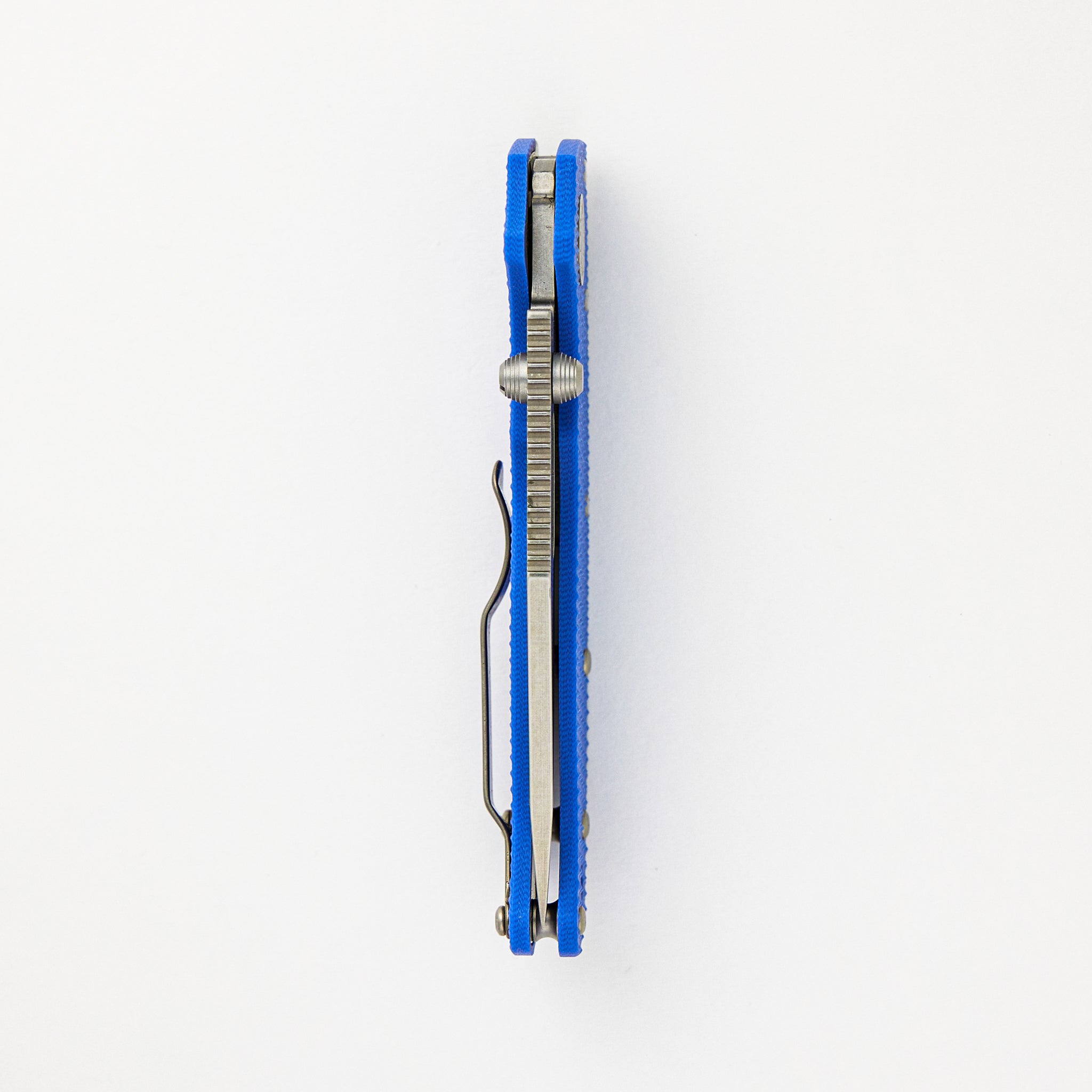 AD20.5 20CV Blue G10 Handle Clip Point Stonewash Blade