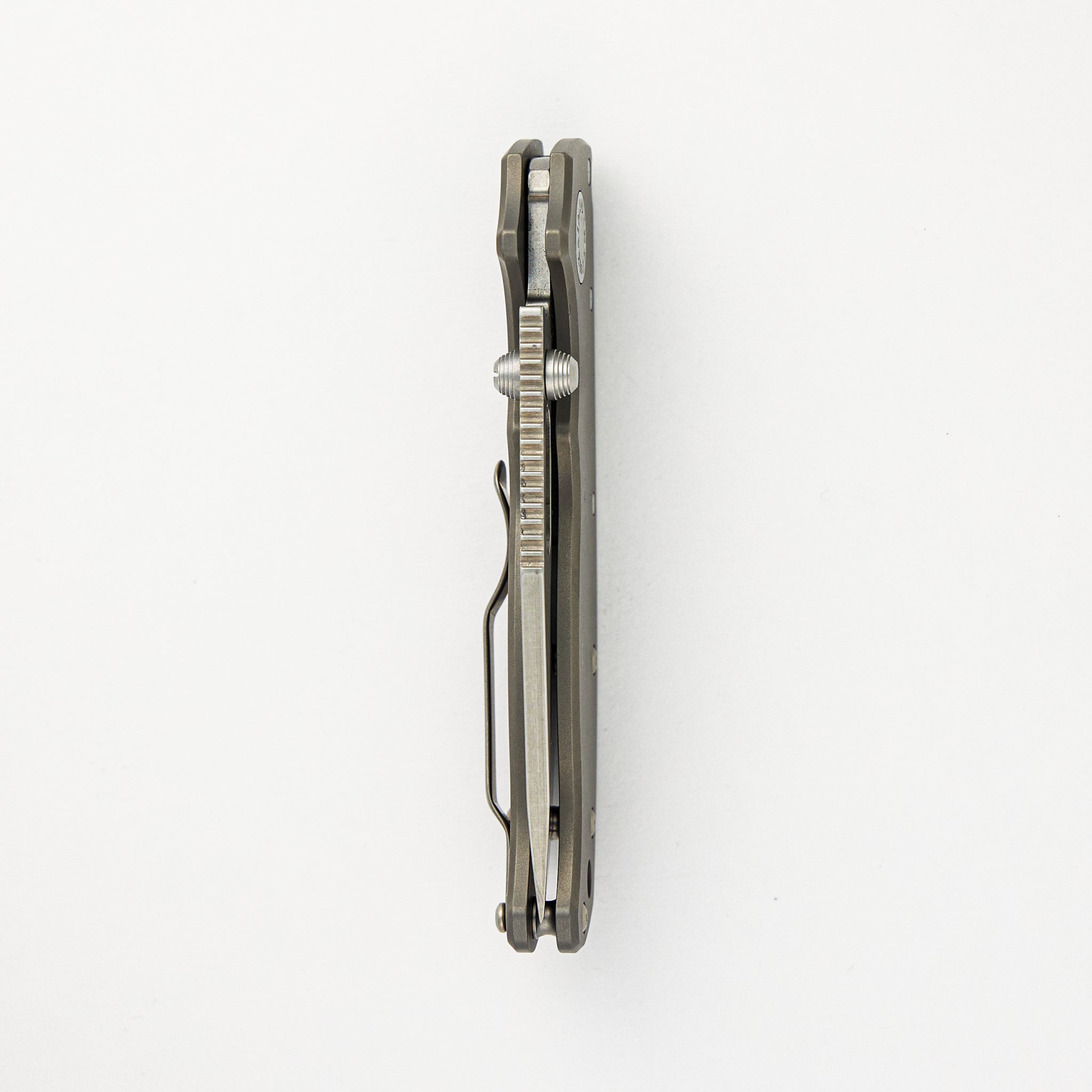 AD20.5 20CV Smooth Titanium Handle Clip Point Stonewash Blade