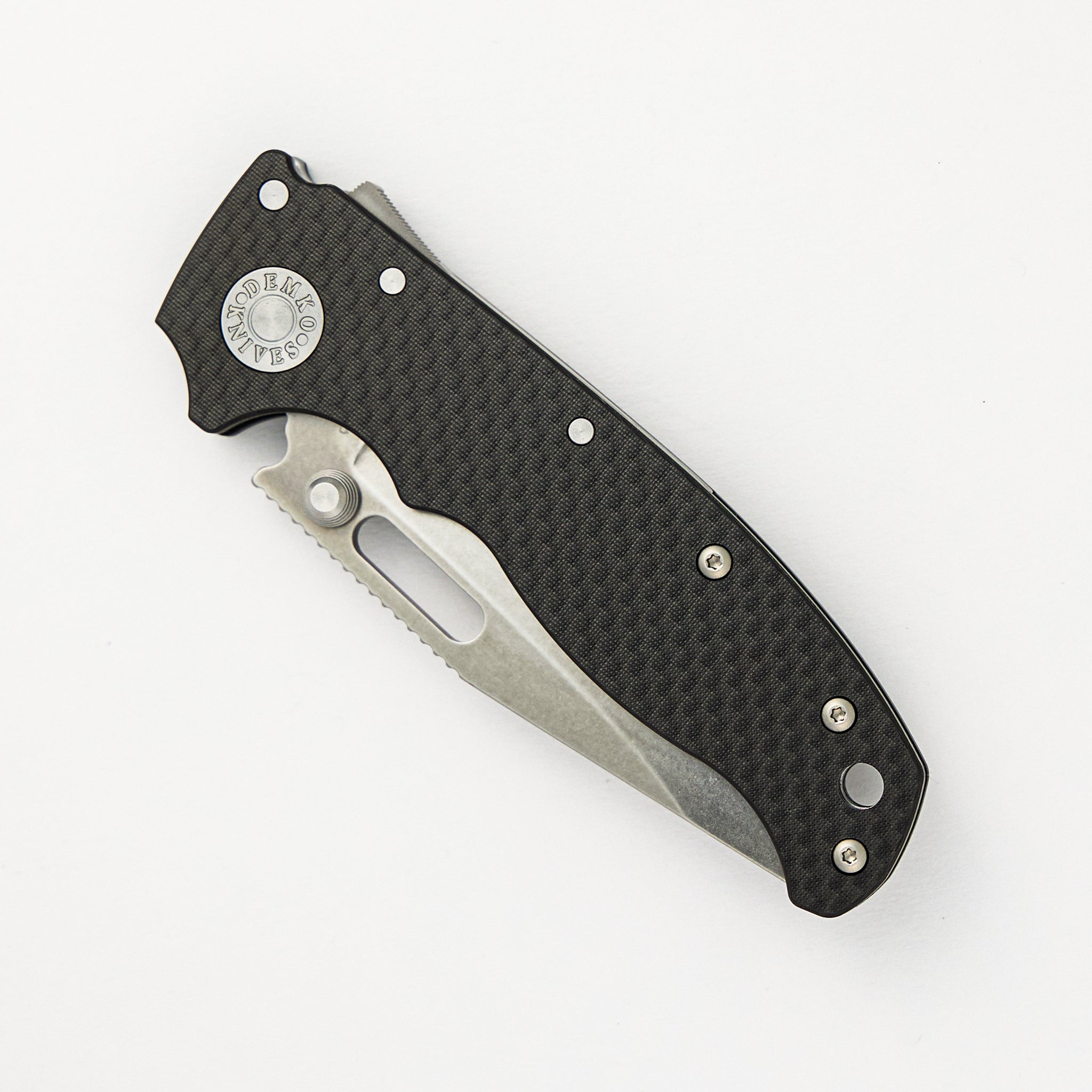 AD20.5 20CV Carbon Fiber Handle Clip Point Stonewash Blade