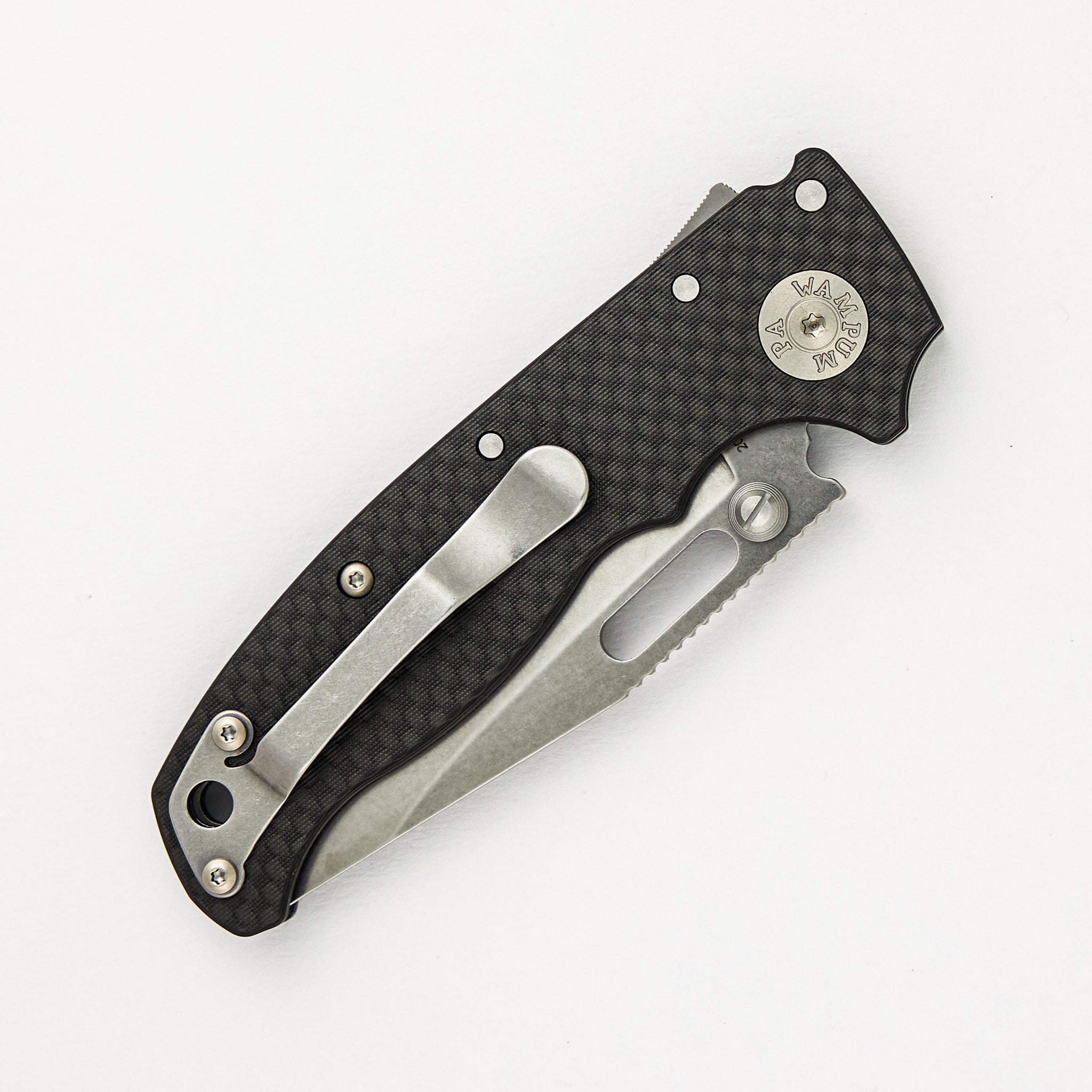 AD20.5 20CV Carbon Fiber Handle Clip Point Stonewash Blade