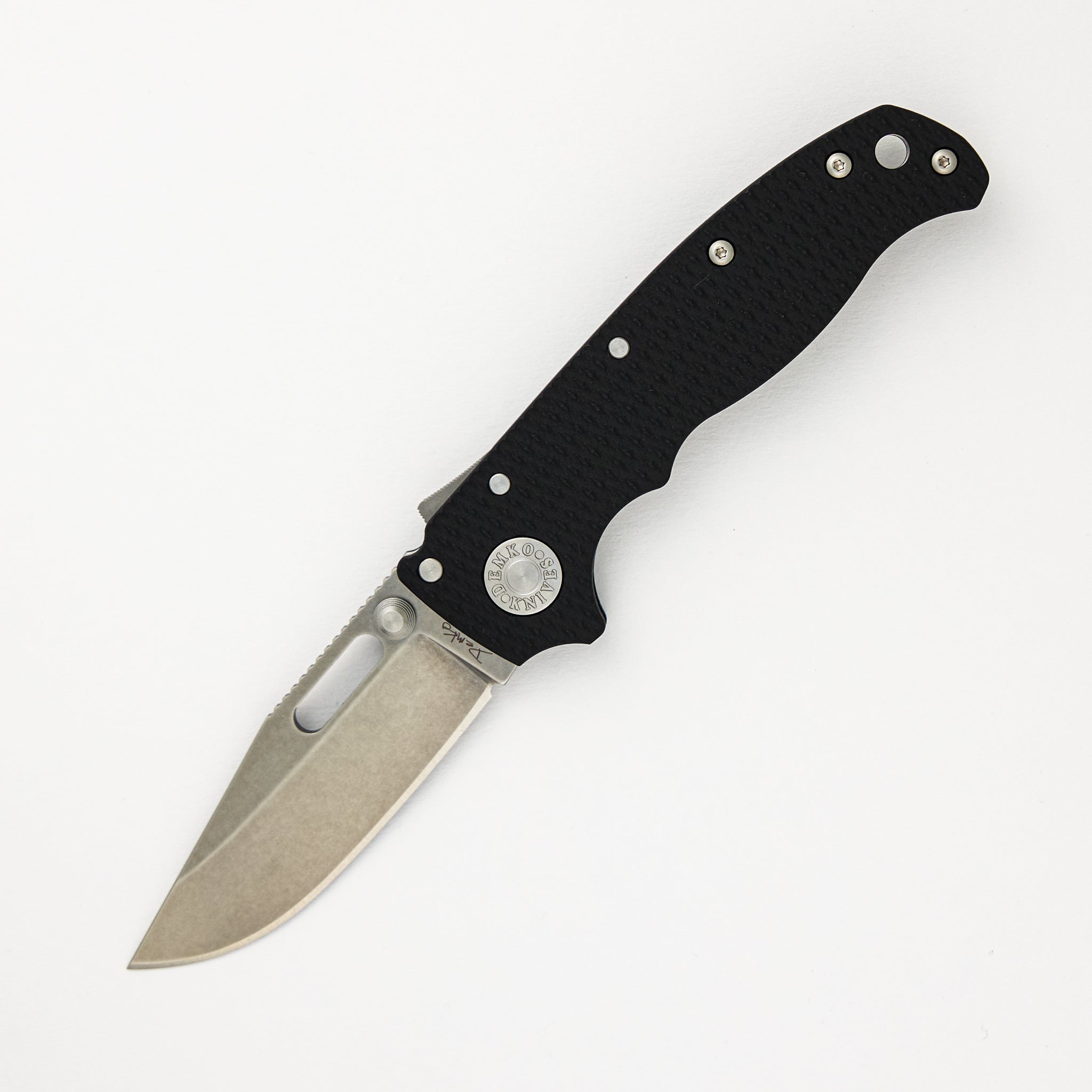 AD20.5 20CV Black G10 Handle Clip Point Stonewash Blade