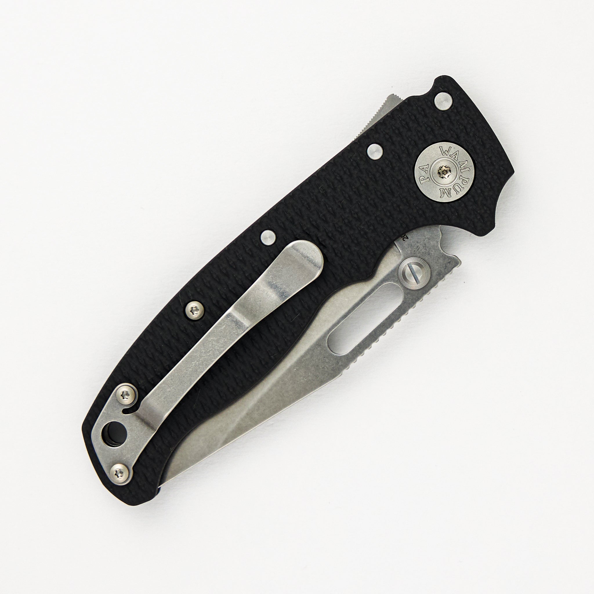 AD20.5 20CV Black G10 Handle Clip Point Stonewash Blade