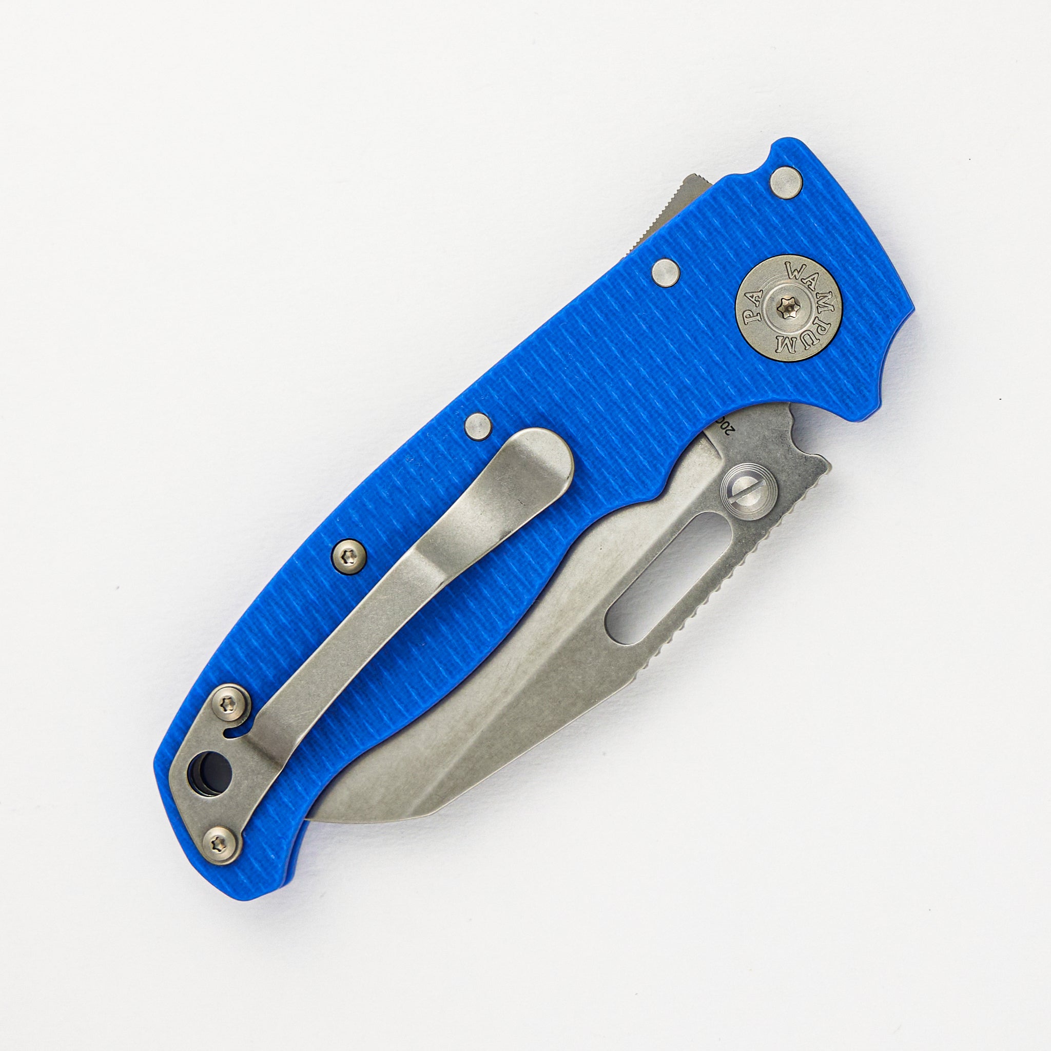 AD20.5 20CV Blue G10 Handle Shark Foot Stonewash Blade