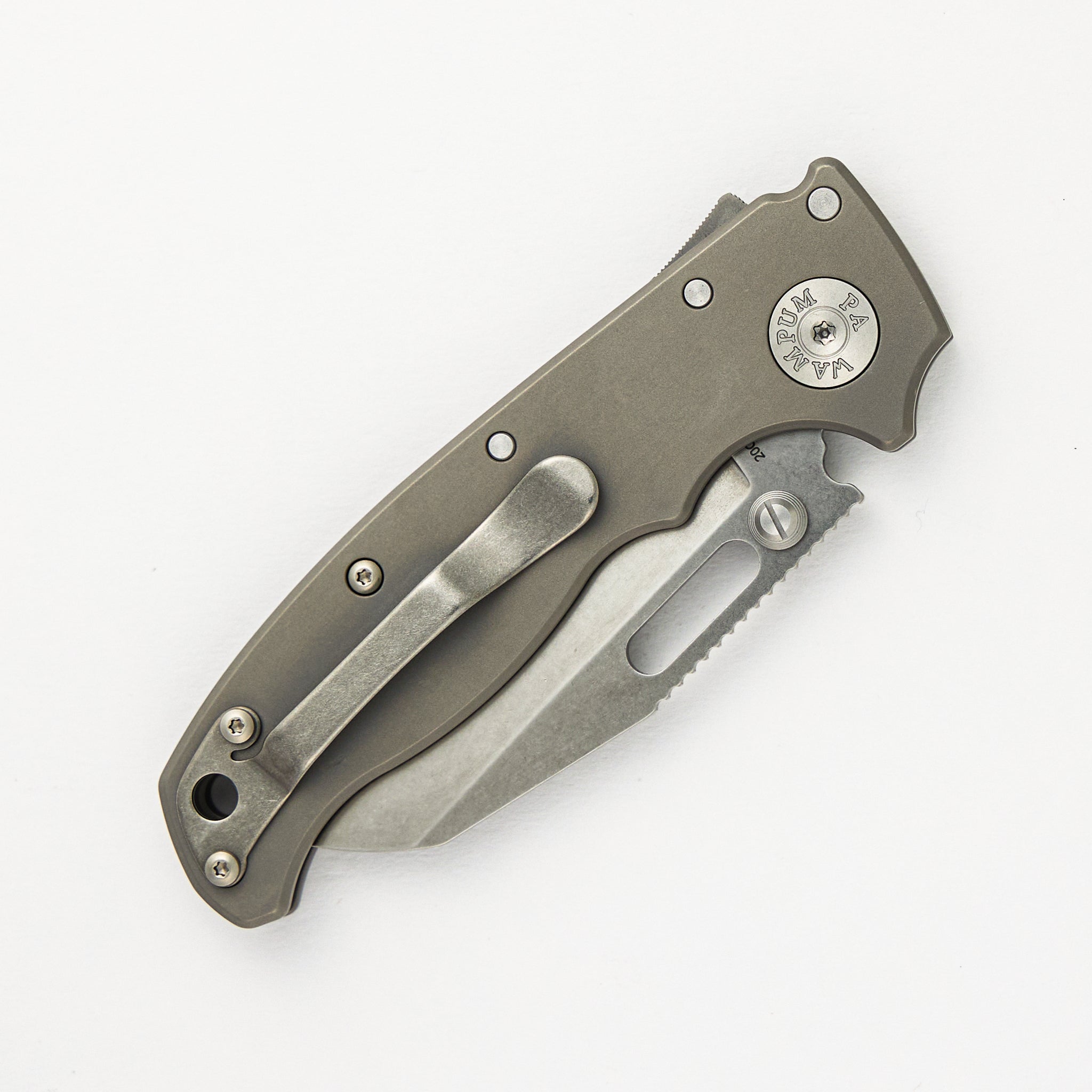 AD20.5 20CV Smooth Titanium Handle Shark Foot Stonewash Blade